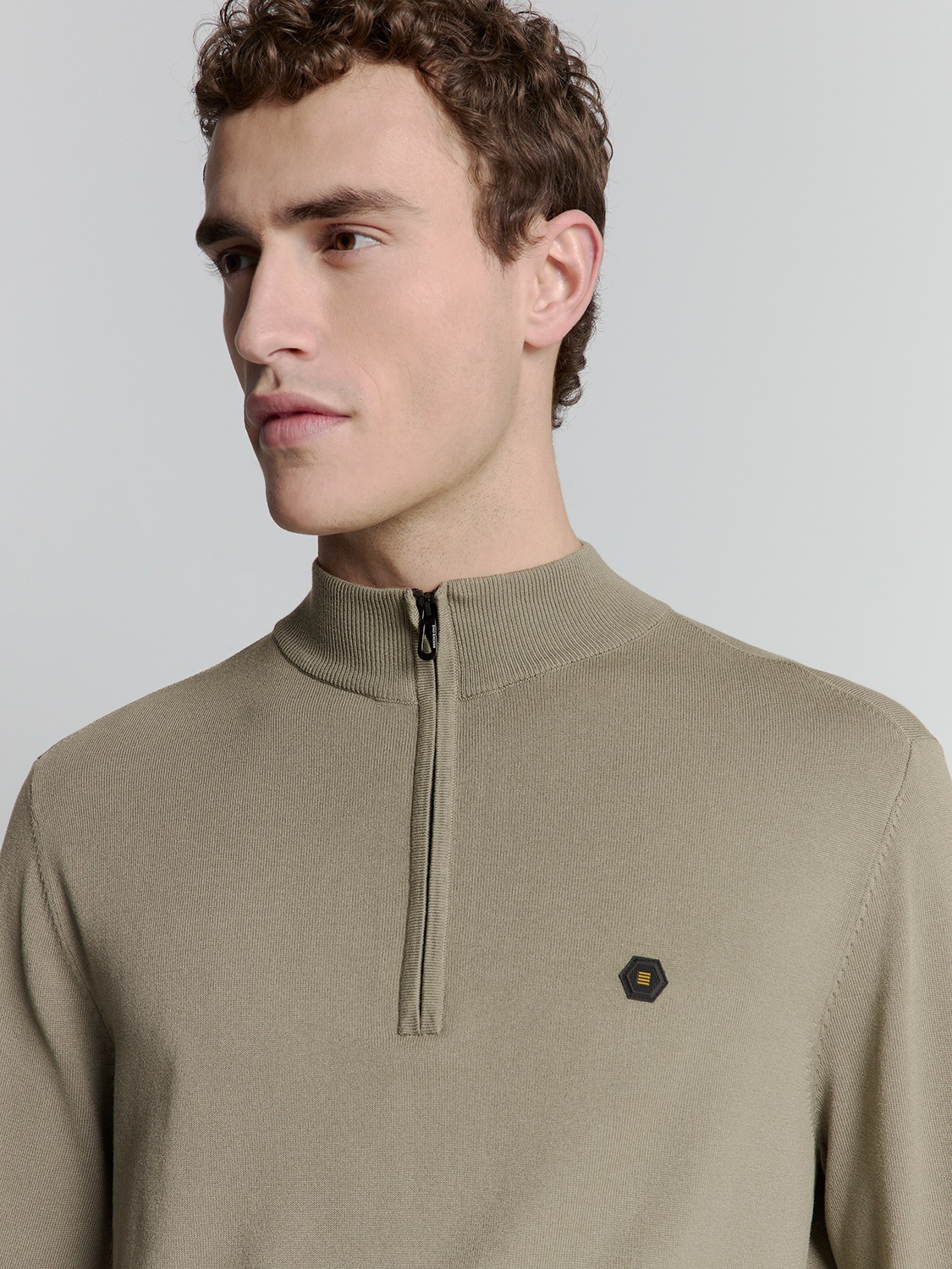 NO EXCESS Rundhalspullover »No Excess Sweatshirt mit halbem Reißverschluss«
