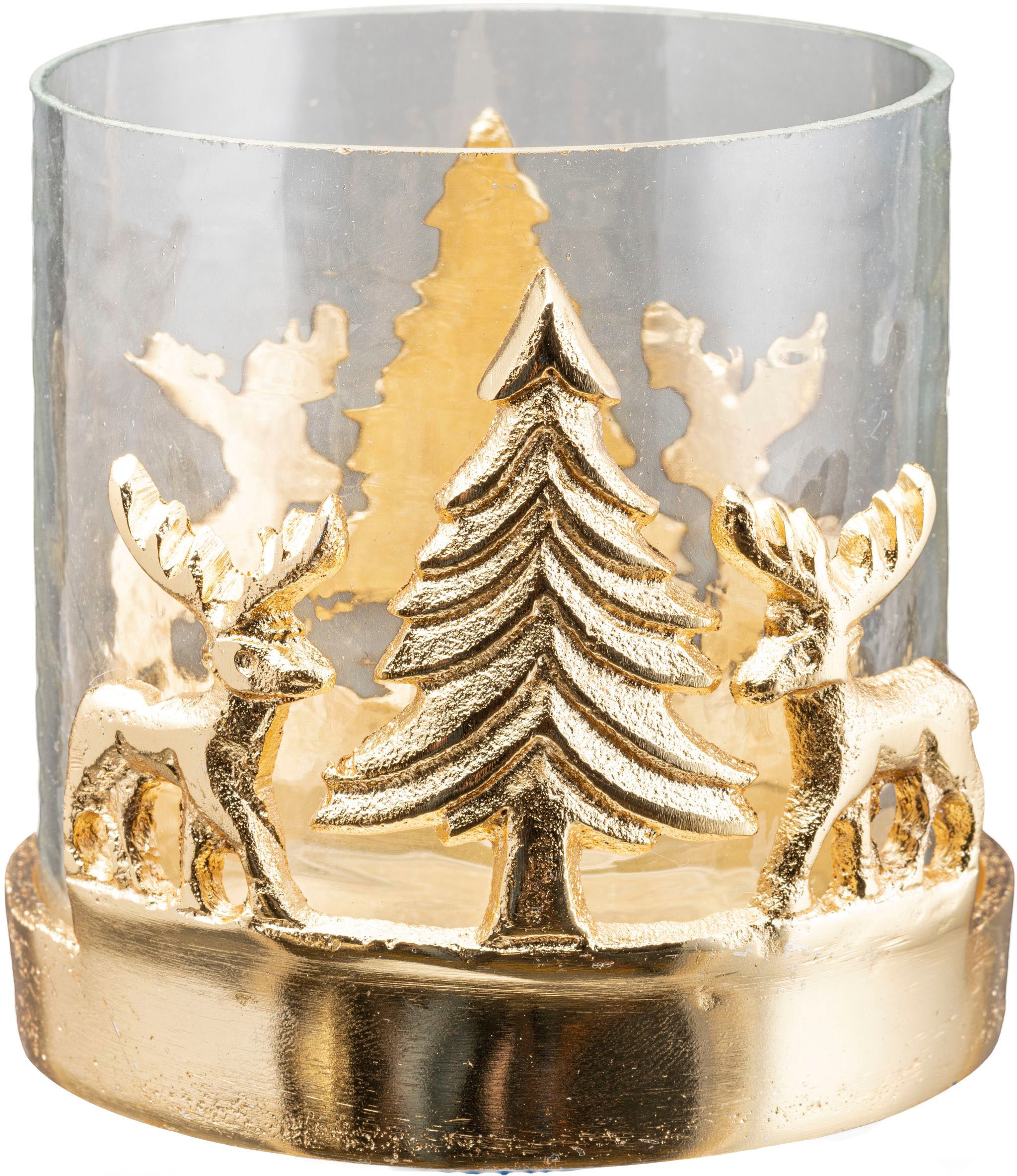 St.), mit bestellen Creativ Weihnachtsdeko Reh«, BAUR »Kerzenhalter 2 mit Weihnachtslandschaft, (Set, Windlicht | Baum home