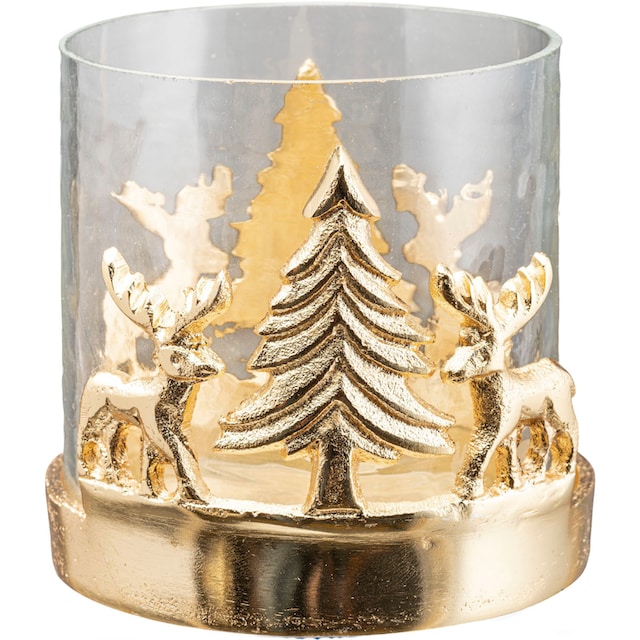 Creativ home Windlicht »Kerzenhalter Baum mit Reh«, (Set, 2 St.), mit  Weihnachtslandschaft, Weihnachtsdeko bestellen | BAUR