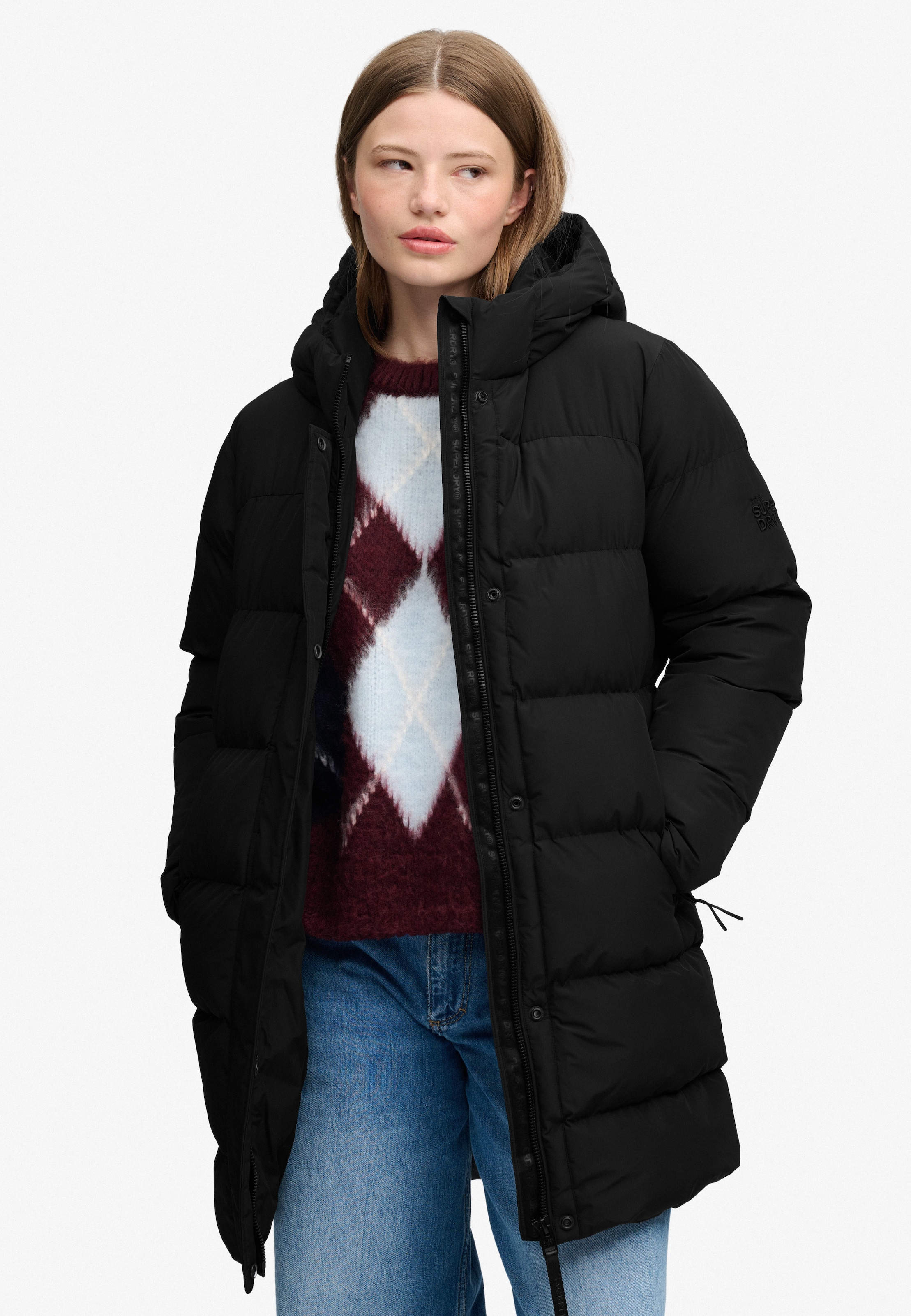 Superdry Steppjacke »HOODED SPORTS PUFFER MID JKT« Kunstfaser, relaxed fit