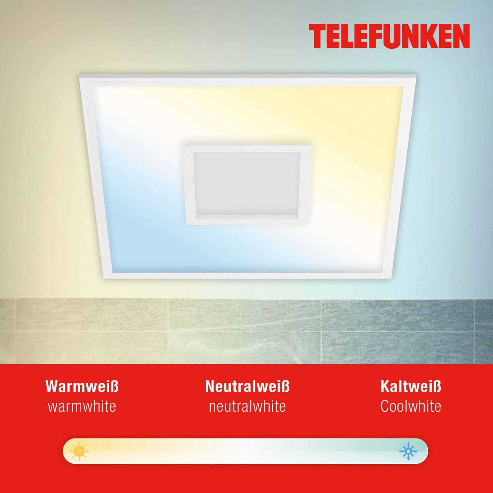 Telefunken LED Panel »319506TF CENTERBACK«, Leuchtmittel LED-Board | LED fest integriert, weiß, RGB, CCT, dimmbar, Fernbedienung, Timer- und Memoryfunktion