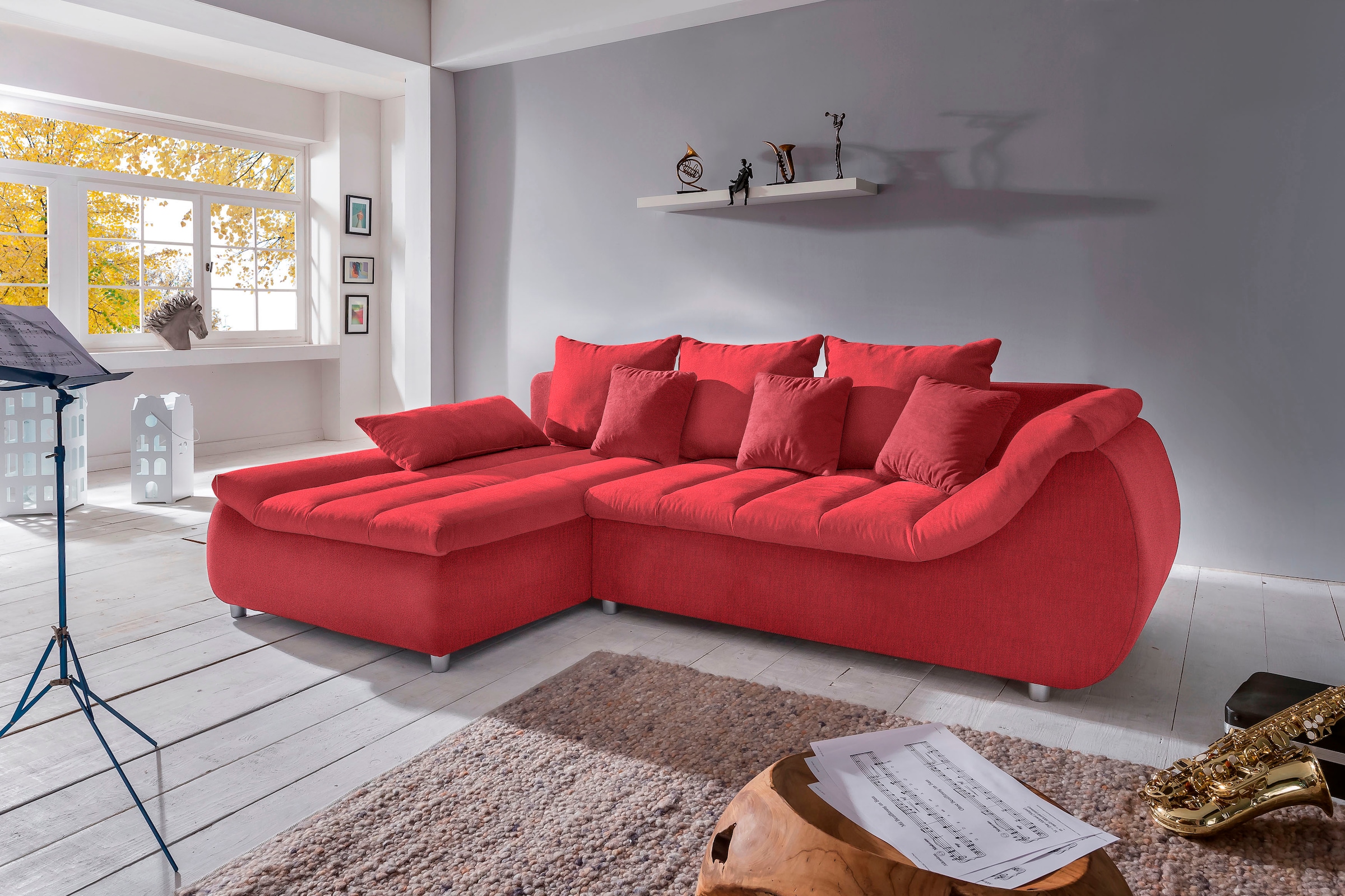 INOSIGN Ecksofa "Imola elegant und bequem, aktuelle Steppung im Sitz, L-For günstig online kaufen