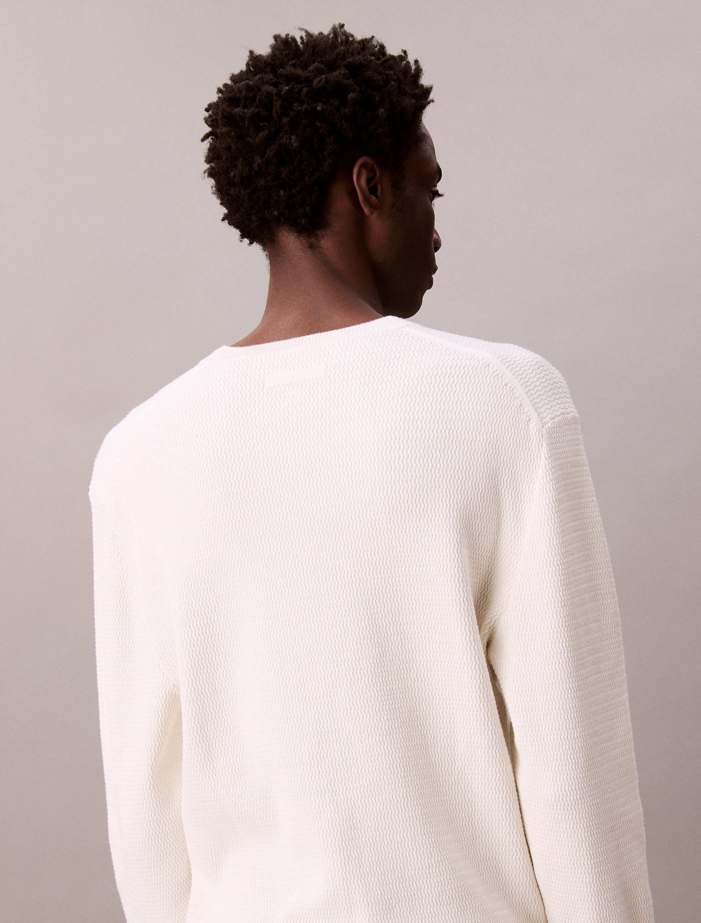 Calvin Klein LS TXTR CTTN CRWNK S Strickpullover Tofu XXL 3