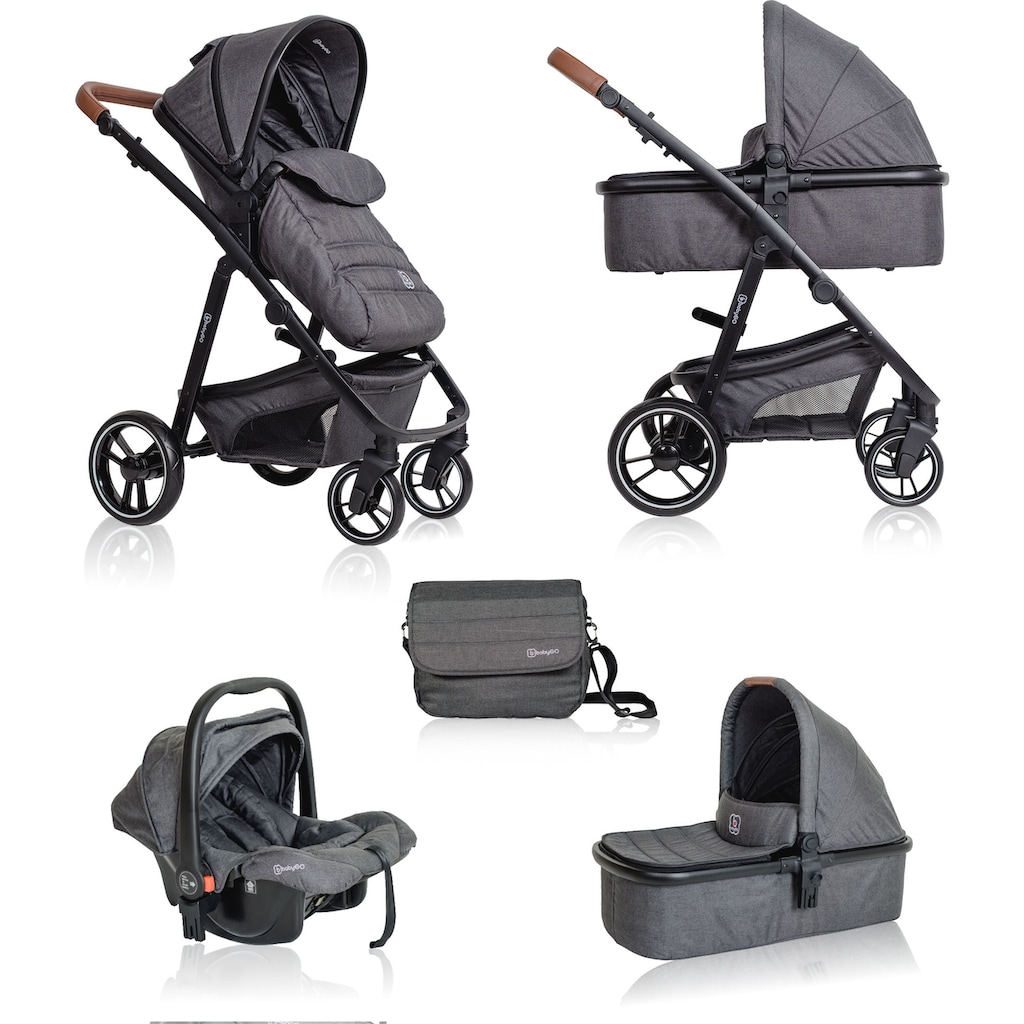 BabyGo Kombi-Kinderwagen »Simplex 3in1 Pram, Grey melange«, 15 kg