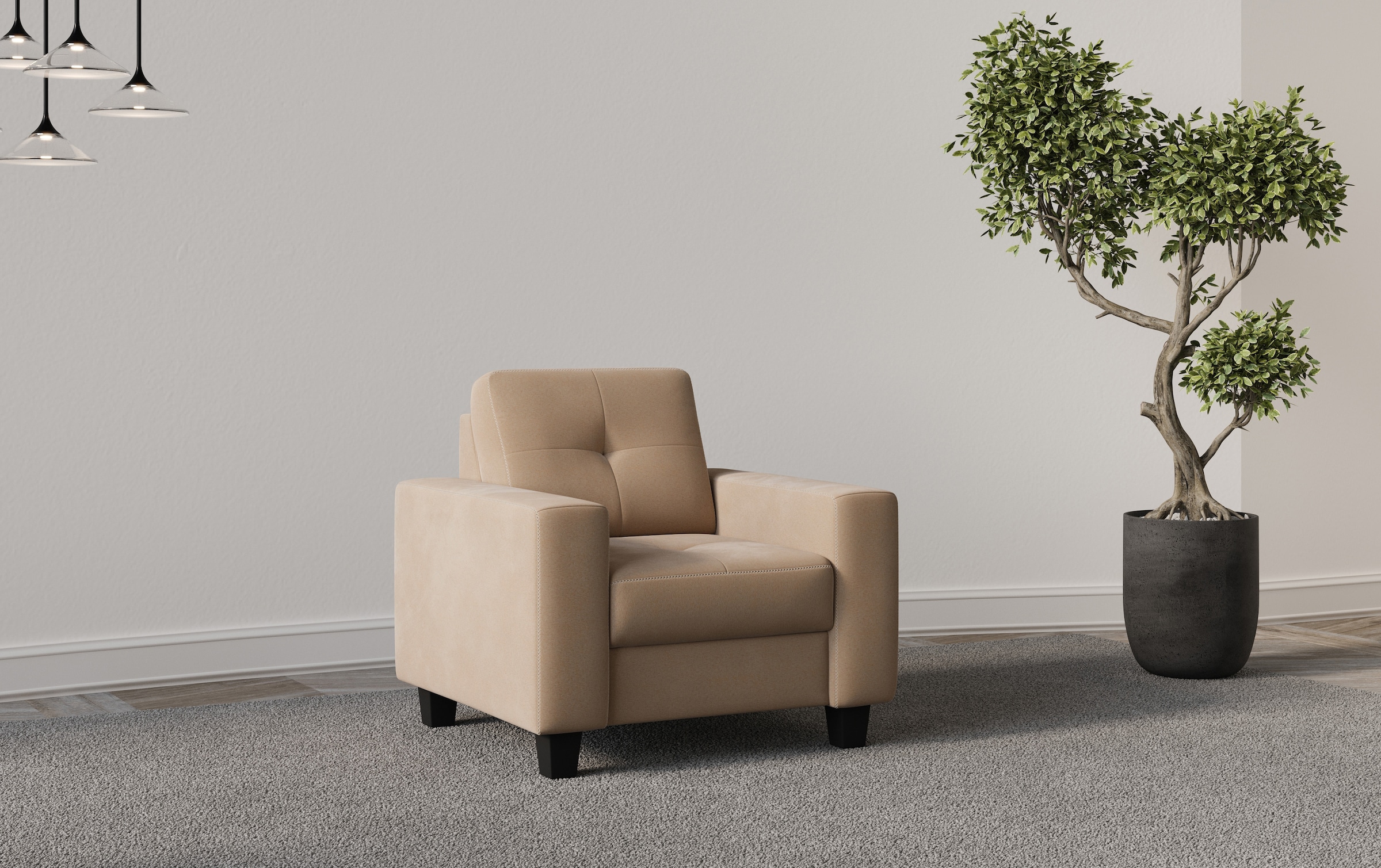 Home affaire Sessel "Varese" Kreuznaht in beige günstig online kaufen