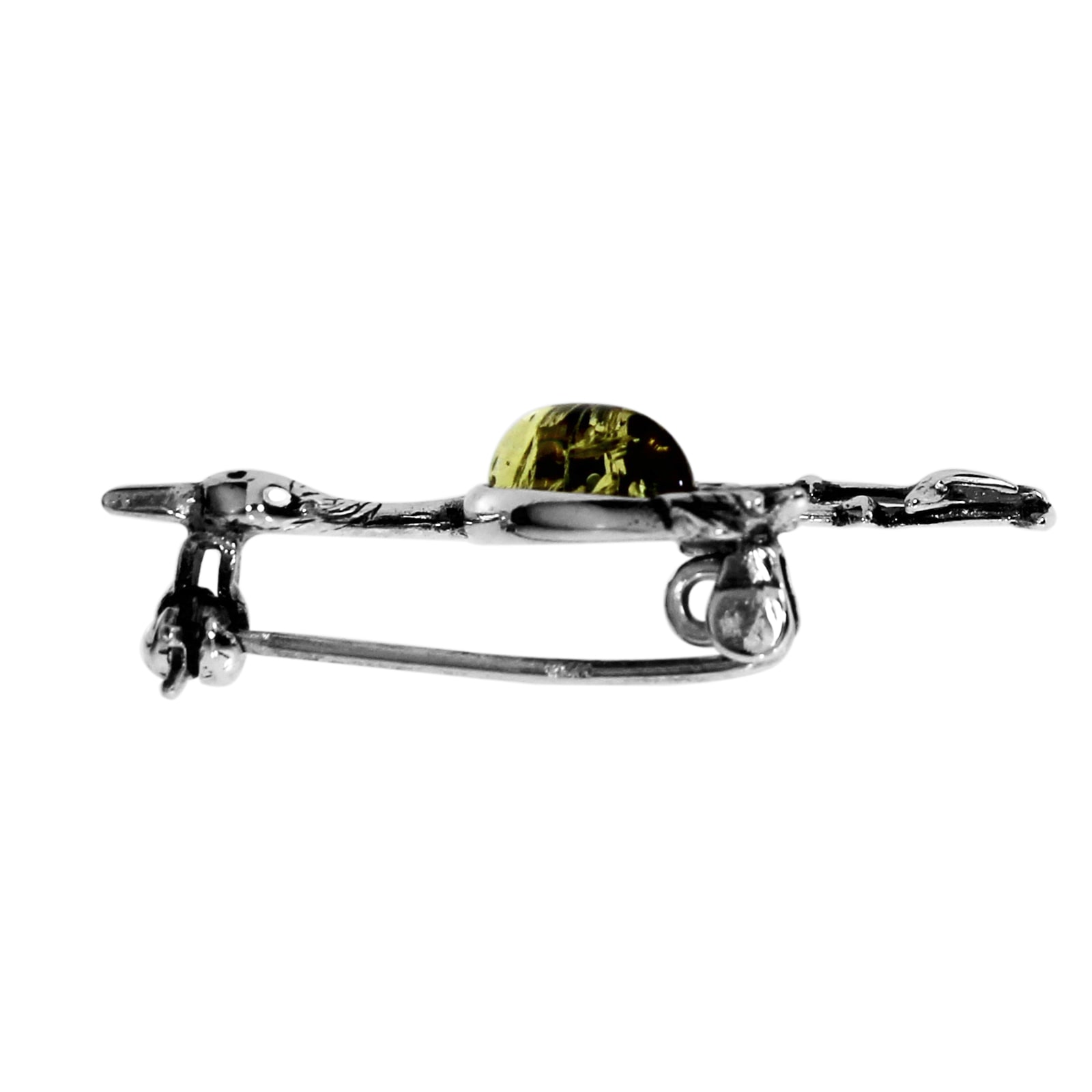 OSTSEE-SCHMUCK Brosche »- Kranich - Silber 925/000 - Bernstein«