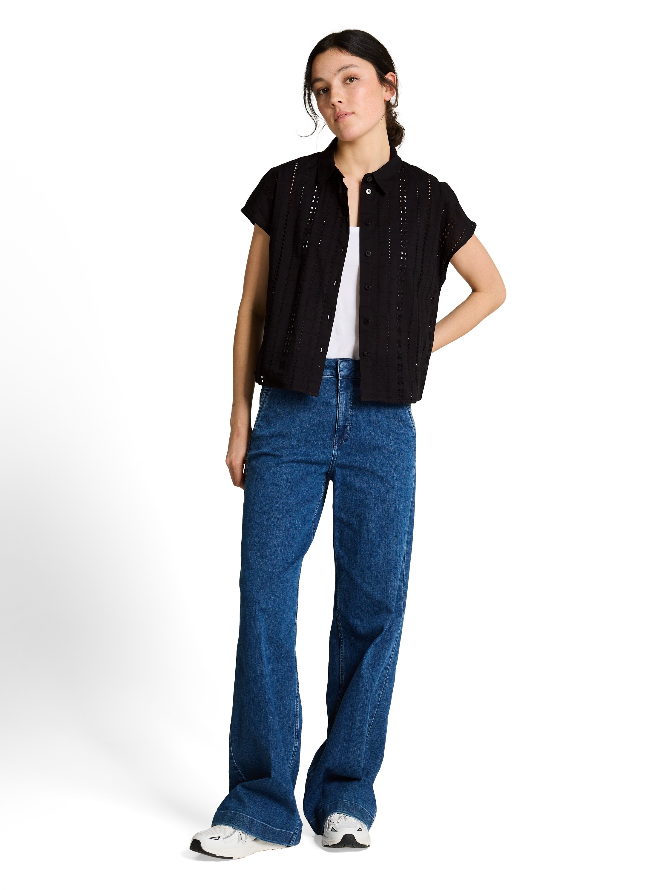 TOM TAILOR Denim Hemdbluse Sommerbluse mit Häkel-Details