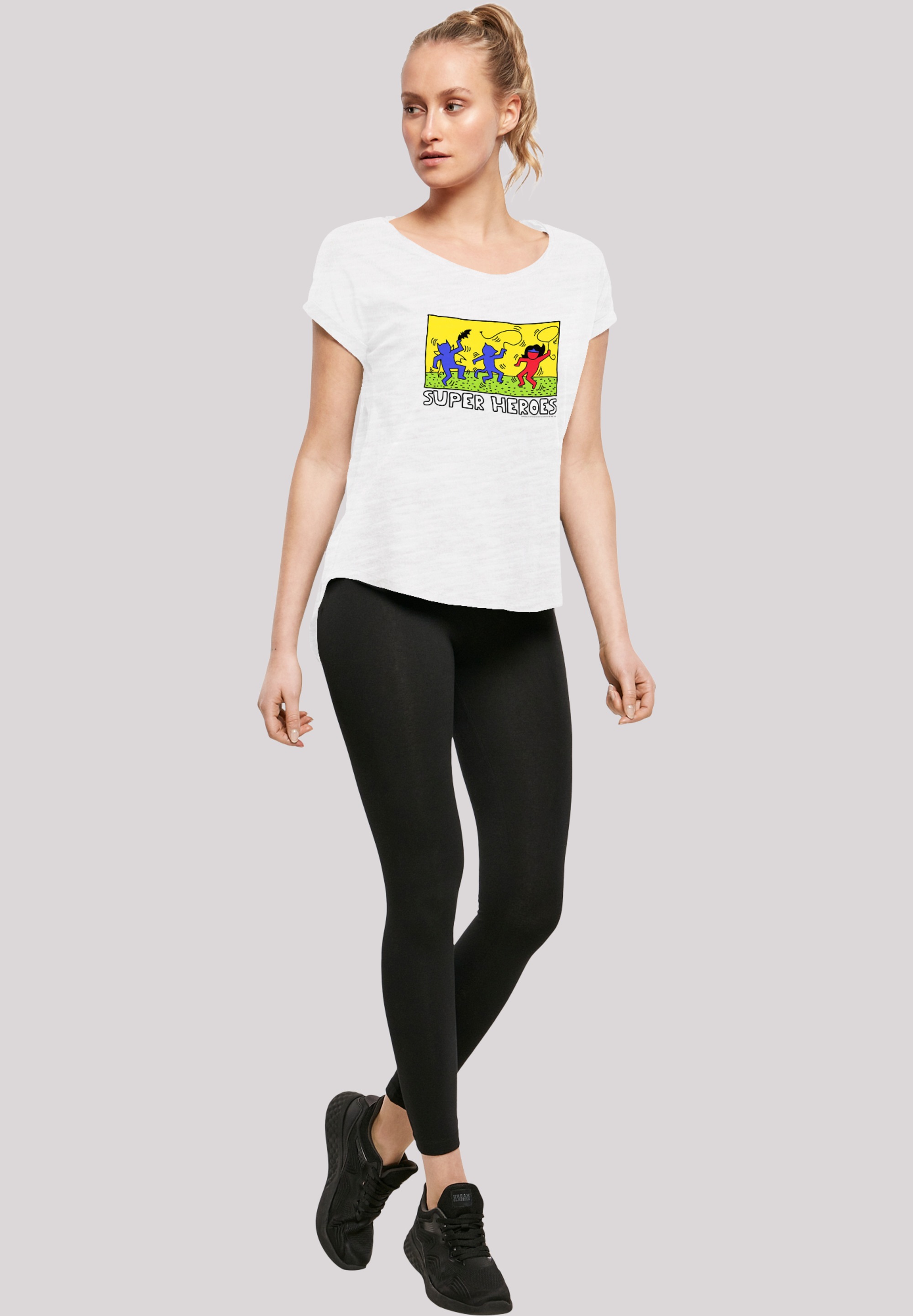 F4NT4STIC Kurzarmshirt »F4NT4STIC Damen Batman Pop Art -WHT with Ladies Long Slub Tee«, (1 tlg.)