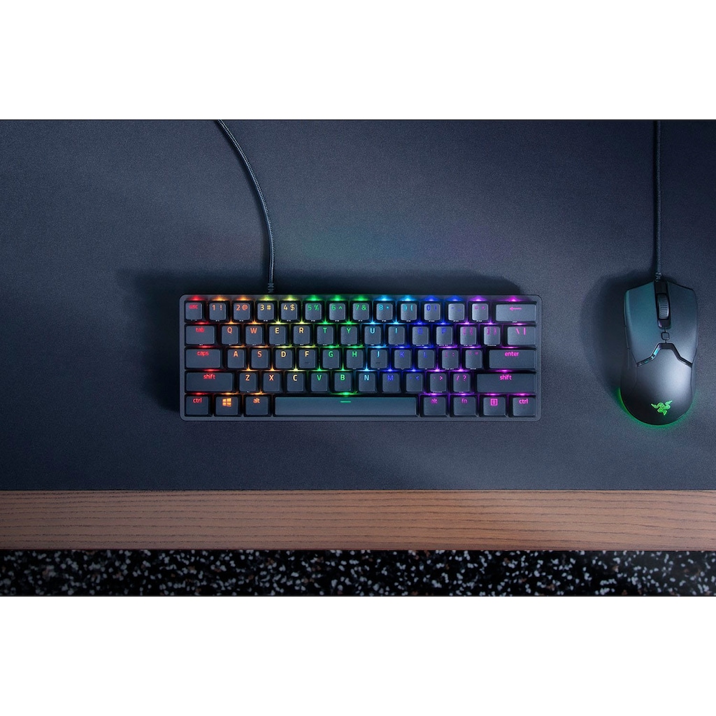 RAZER Gaming-Tastatur »Huntsman Mini - Clicky Optical Switch (Lila) - DE - Schwarz«, (Funktionstasten)