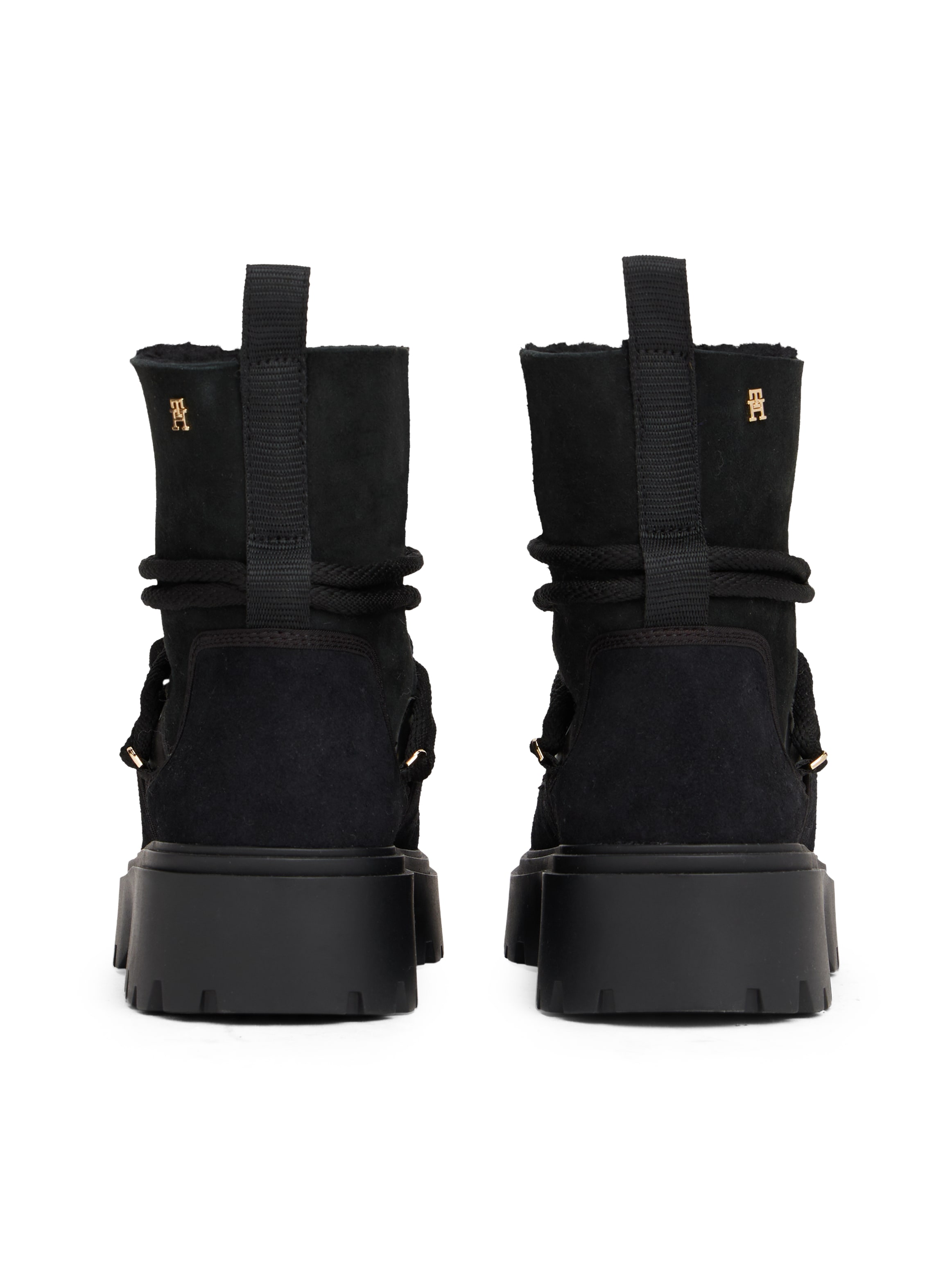 Tommy Hilfiger »REAL SHEARLING LACEUP SNOWBOOT«  , Blockabsatz, Plateau, Schnürboots mit aufgesetzter Schnürung