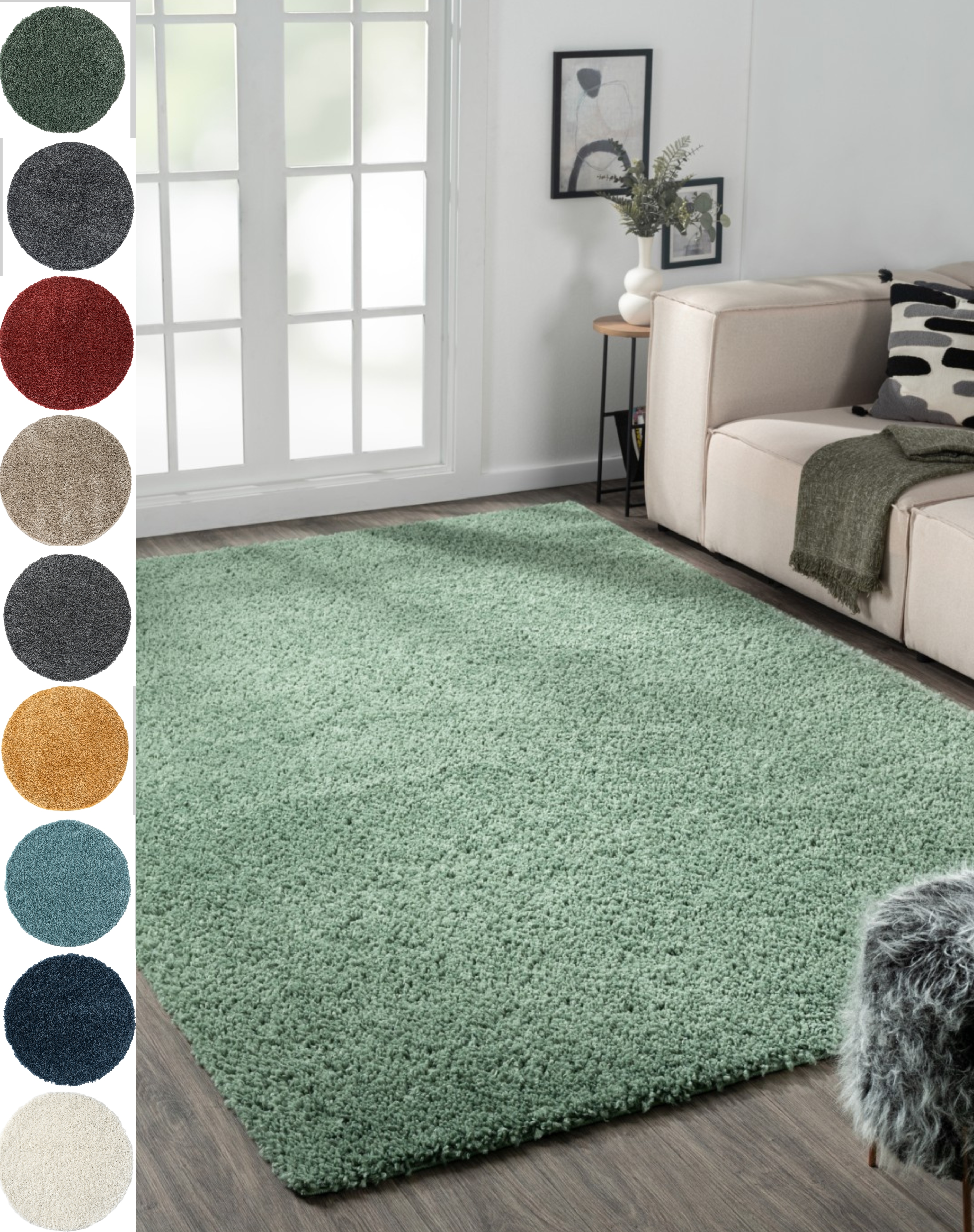 My Flair My Shaggy Rug Light Green 200x290cm