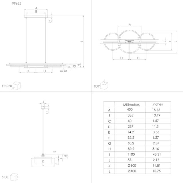 EGLO Hängeleuchte »BOYAL« in schwarz und braun aus Stahl, inkl. LED fest  integriert - 2 x 12,5 Watt und 1 x 15,5Watt | BAUR