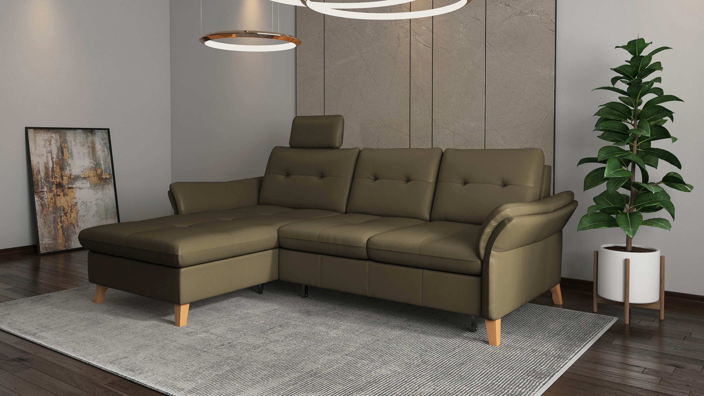 sit&more Ecksofa »Göteborg«, Sitztiefenverstellung und Federkern, wahlweise mit Bettfunktion