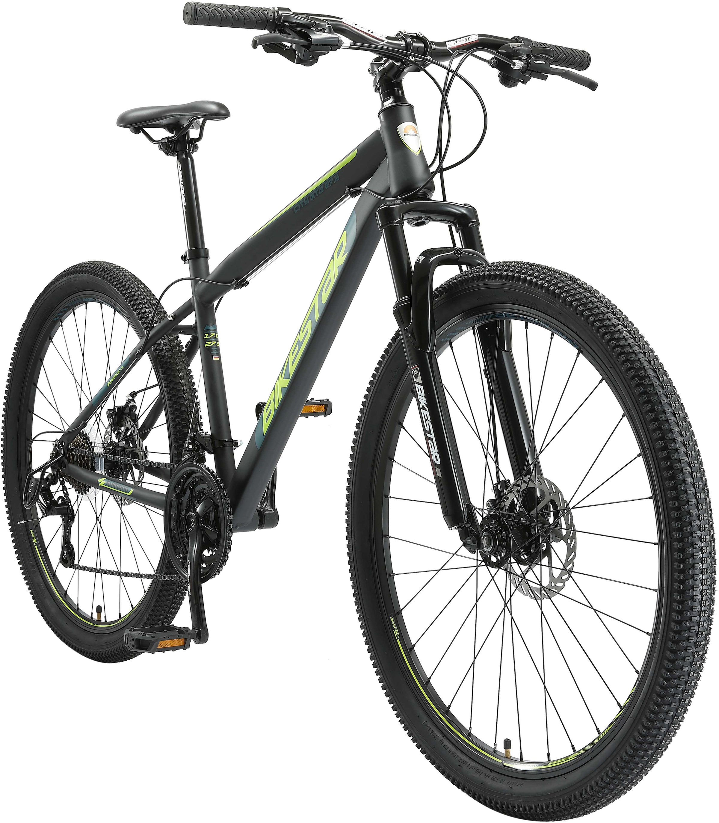 Bikestar Mountainbike, 21 Gang, Shimano, RD-TY300 Schaltwerk, Kettenschaltung, für Damen und Herren, Kettenschaltung