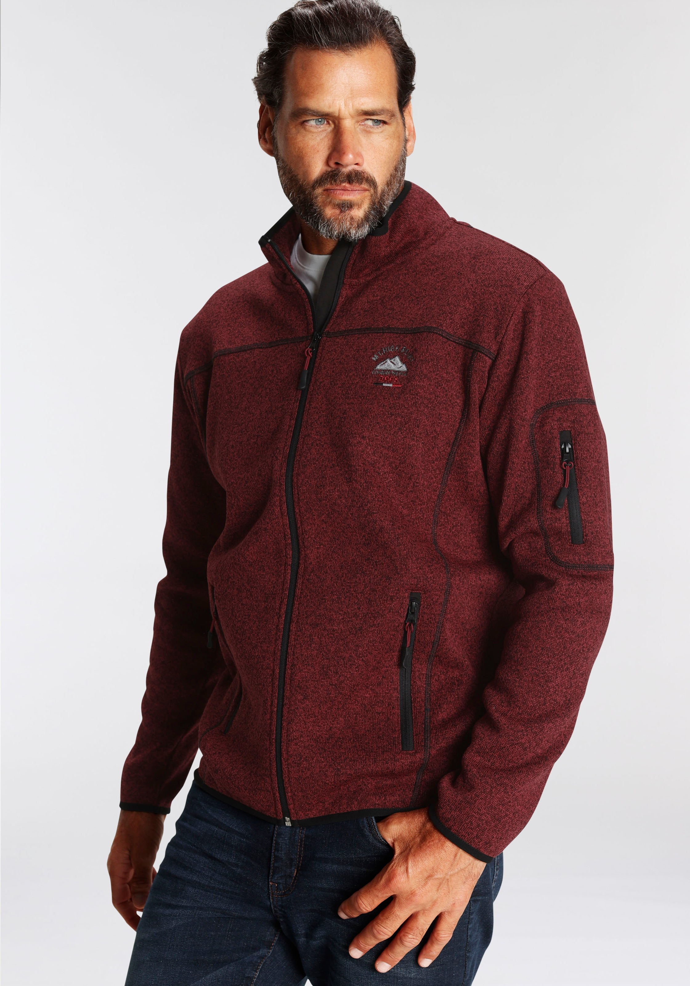 Mans World Strickfleecejacke, für die Übergangszeit, mit Reißverschlusstasc günstig online kaufen