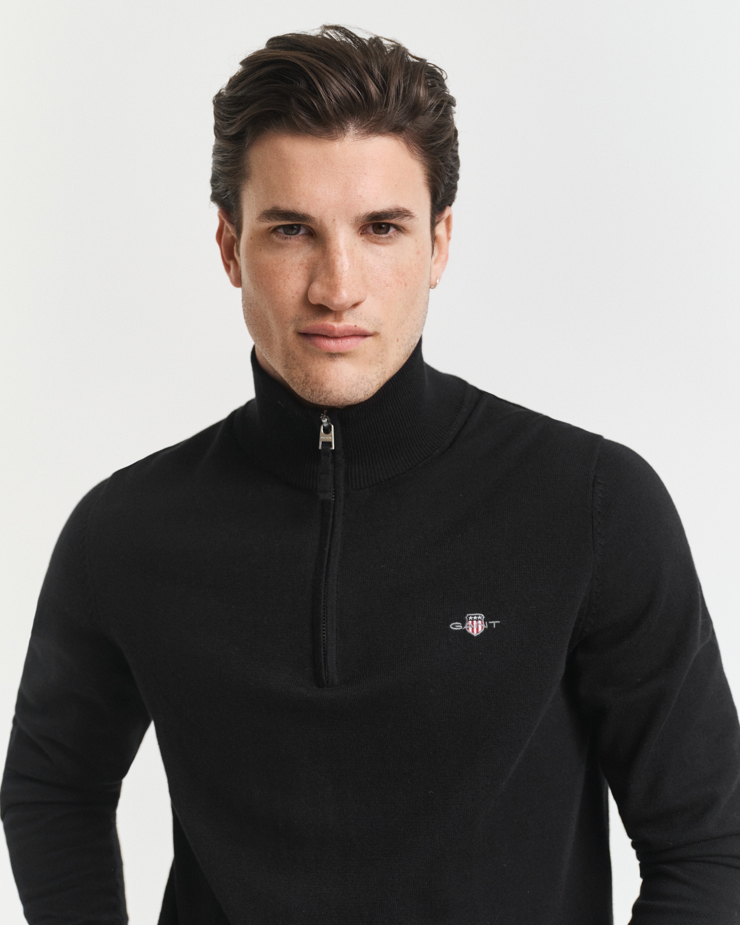 Gant Troyer »CLASSIC COTTON HALF ZIP«, mit gerippten Details