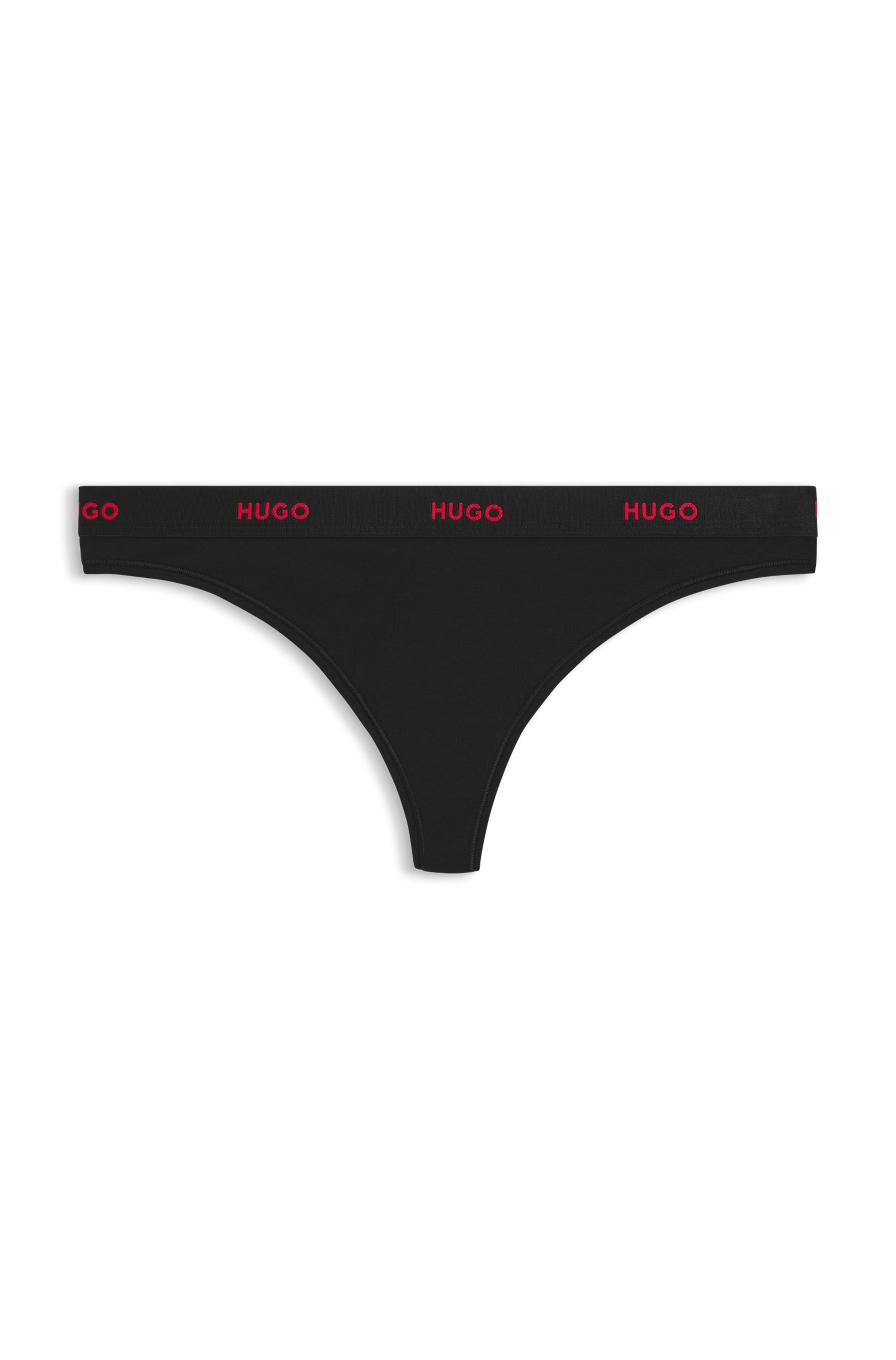 Thumbnail - HUGO Underwear String "ID" aus Stretch-Baumwolle mit Logos am Bund