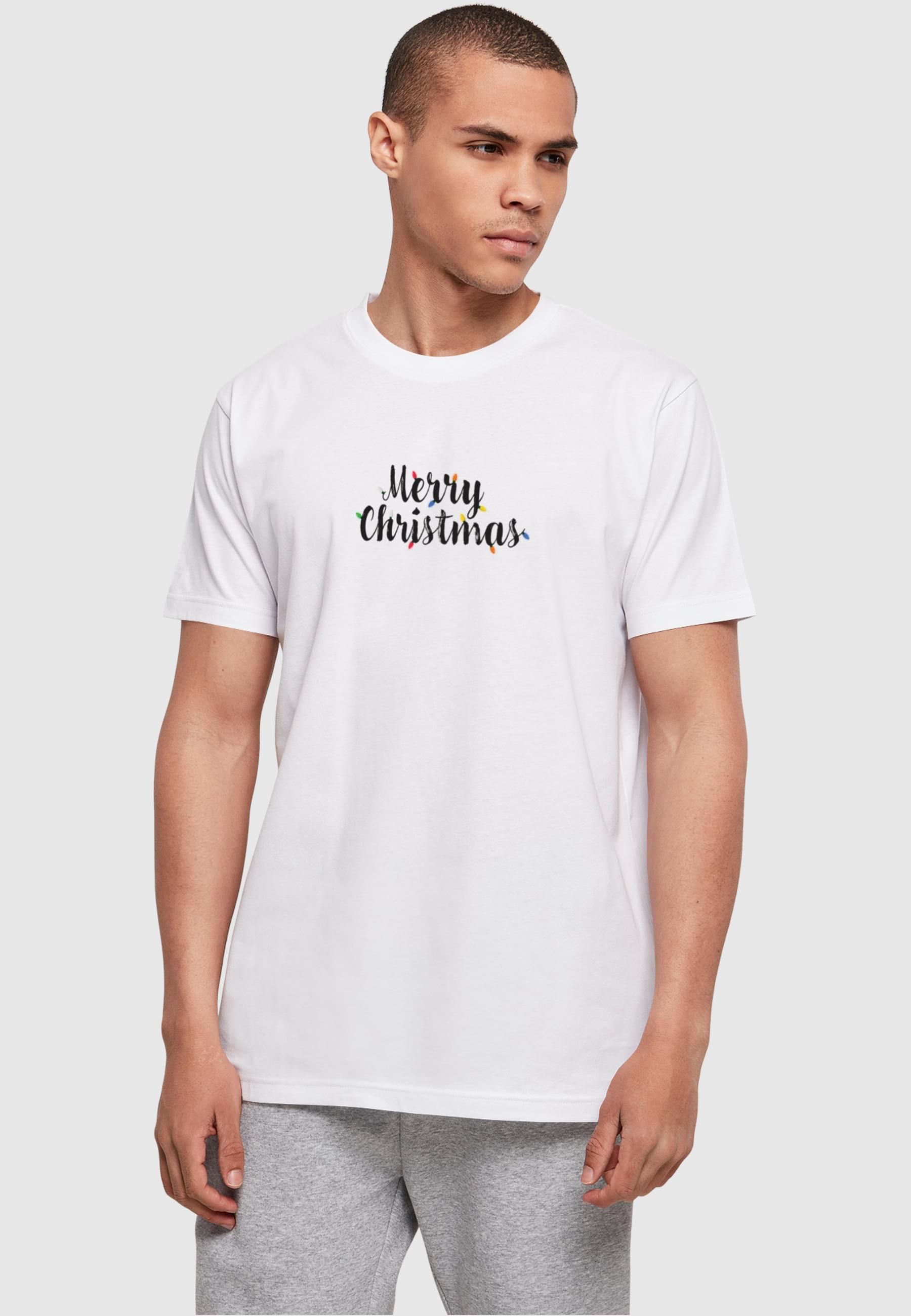 Thumbnail - Merchcode T-Shirt "Merchcode Herren Merry Christmas Lights Basic Round Neck T-Shirt", (1 tlg.)