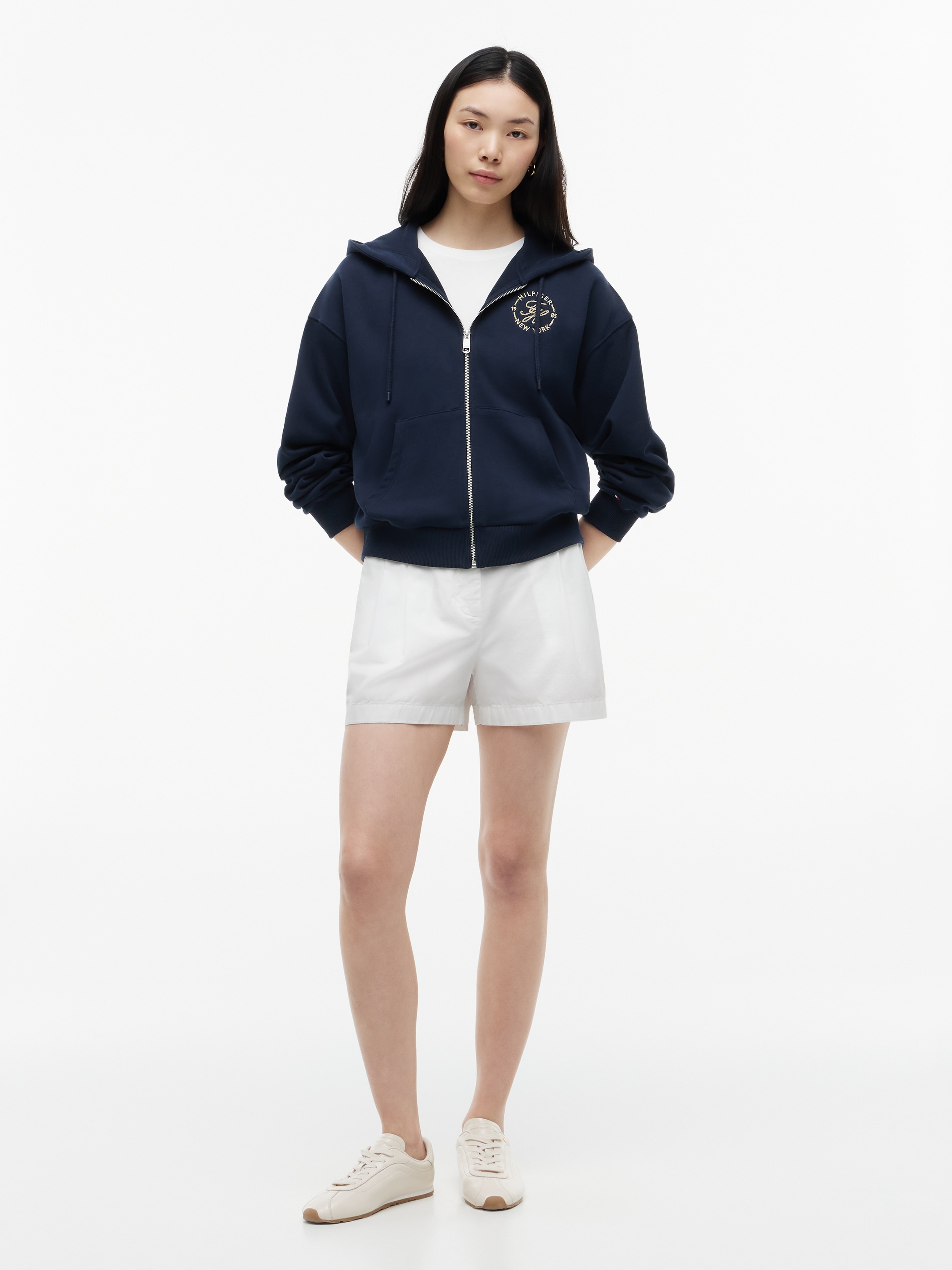 Tommy Hilfiger Kapuzensweatjacke »TH ROUNDAL ZIP-UP HOODIE« Baumwolle, Kapuze, Kängurutaschen