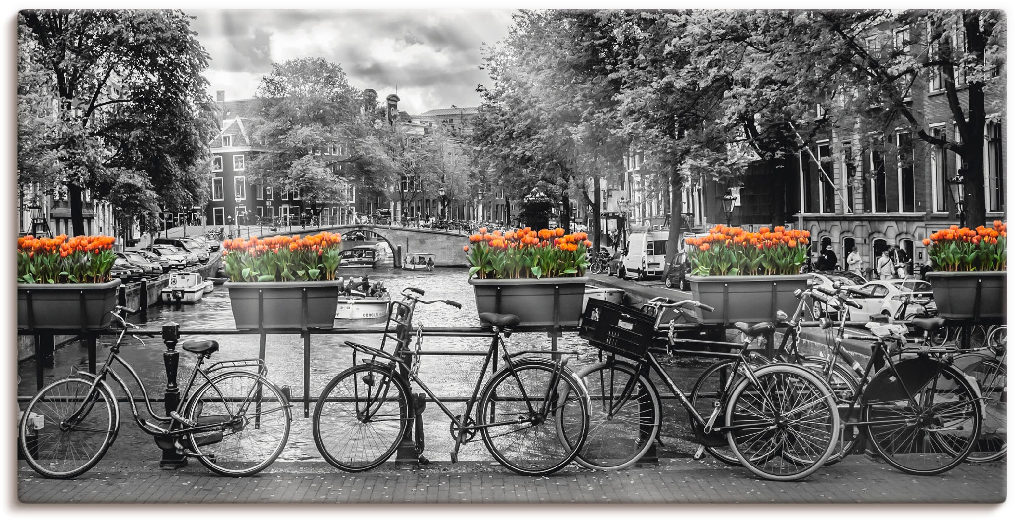 Artland Wandbild "Amsterdam Herengracht I", Fahrräder, (1 St.), als Leinwandbild, Poster, Wandaufkleber in verschied. Gr