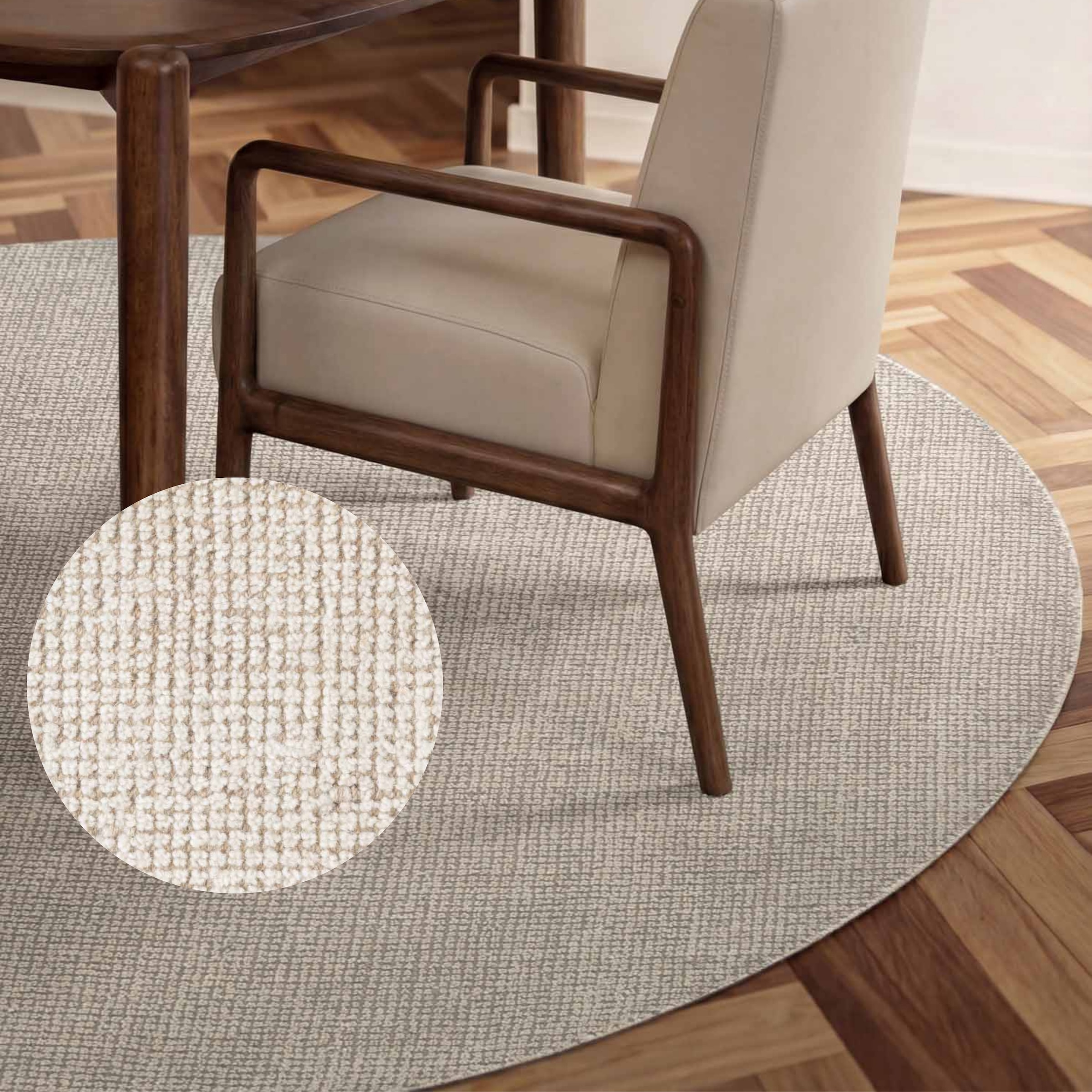 Ted Baker Wollteppich "Croom, auch in rund" rund 10 mm Höhe Wolle, Natur, Handgewebt, Wohnzimmer, Schlafzimmer, Modern, Skandi