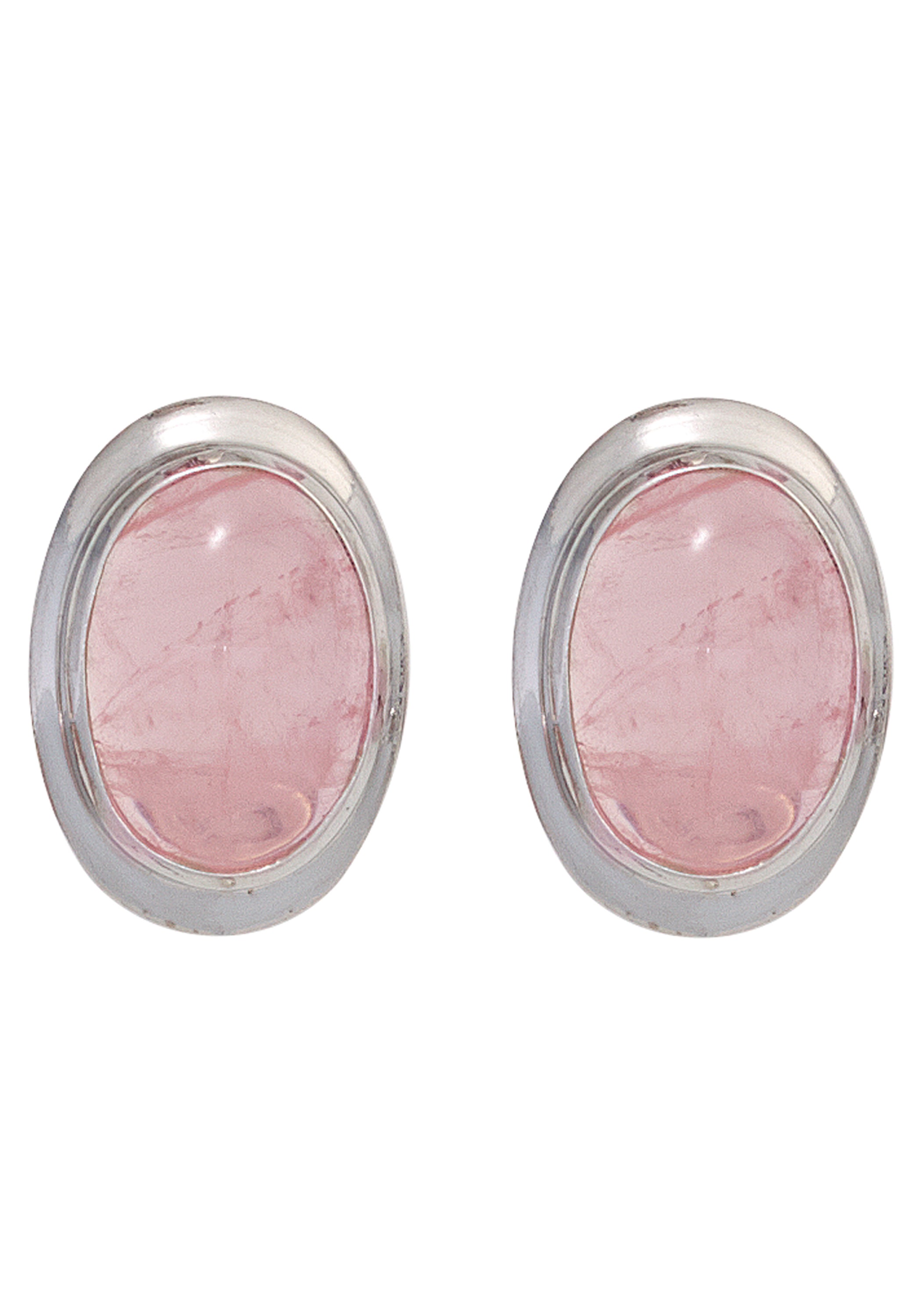 JOBO Paar Ohrstecker »Ohrringe Silberohrringe oval 18 mm« 925 Silber mit Rosenquarz