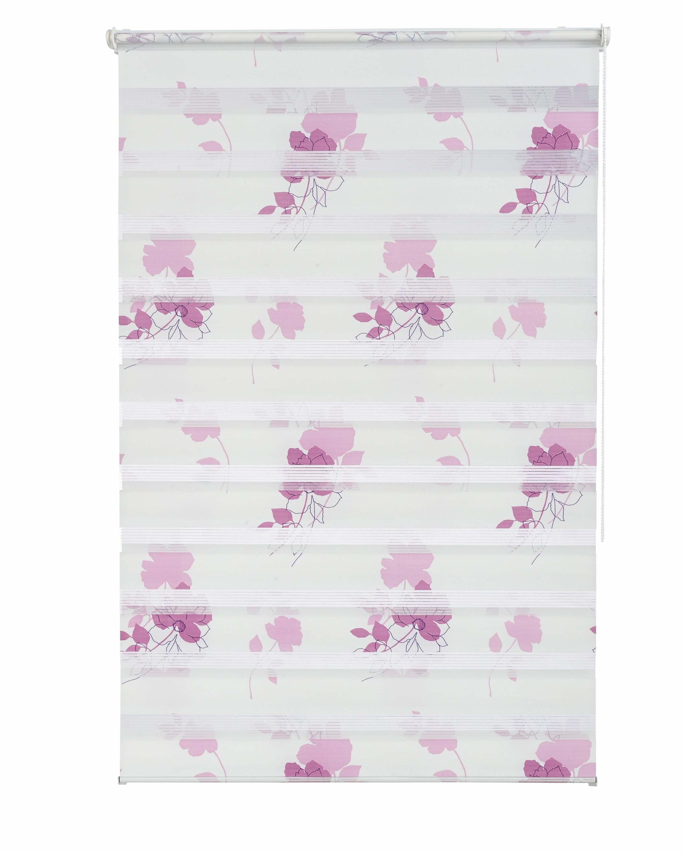my home Doppelrollo »Damar«, Lichtschutz, Sichtschutz-Verdunkelung, ohne Bohren, freihängend, Klemmfix, im Fixmaß, Blumen, florales Muster, Klemmträger