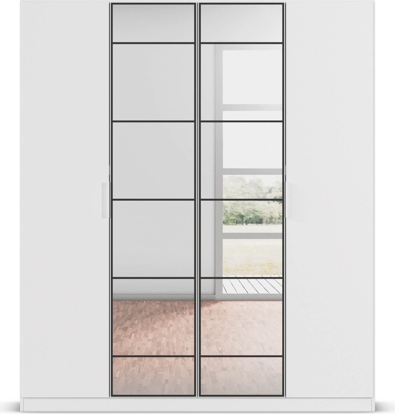 rauch Drehtürenschrank »Kleiderschrank Schrank Garderobe Schlafzimmerschrank ACERO«, Mitteltüren mit Spiegel in moderner Loft-Optik MADE IN GERMANY