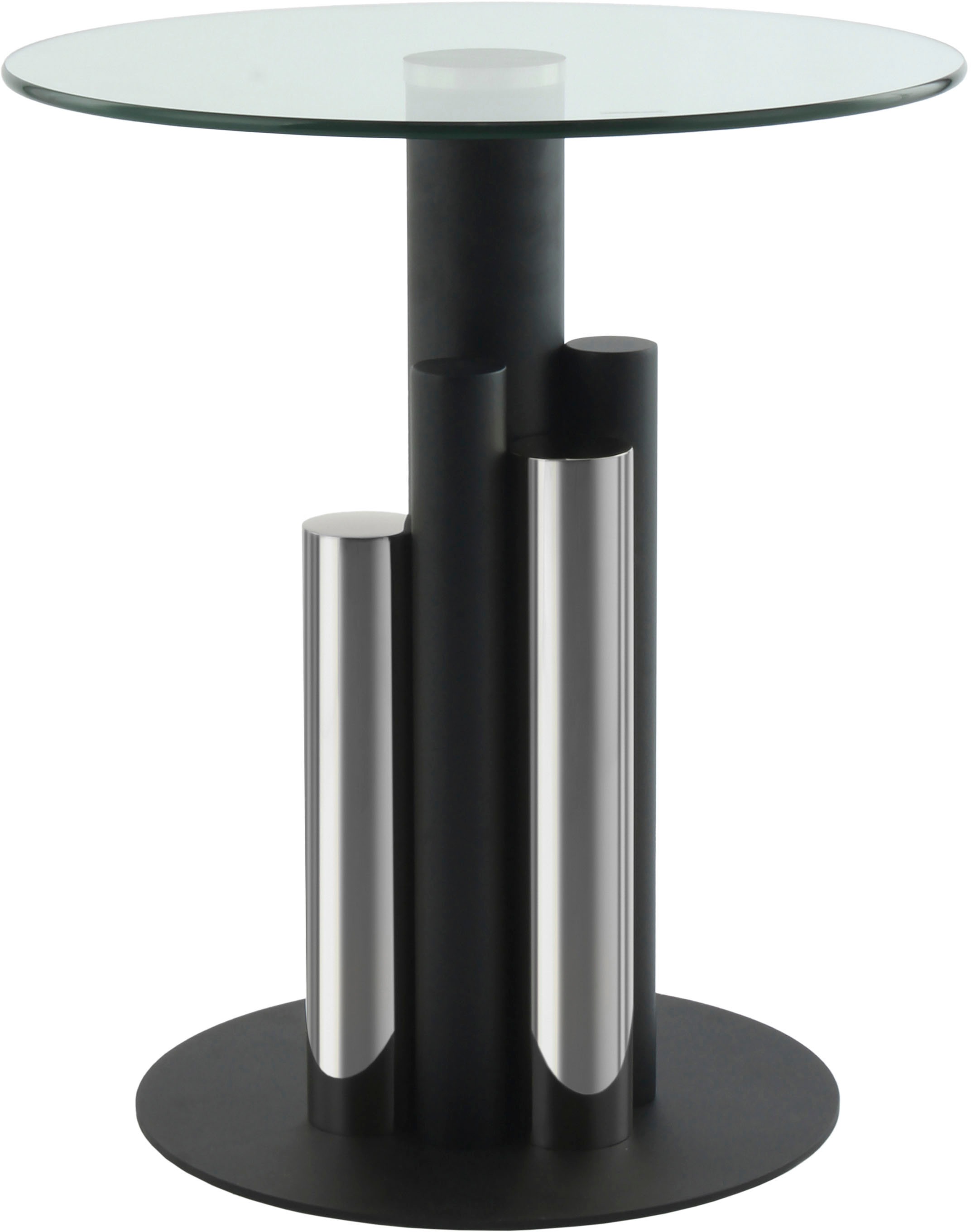 Kayoom Beistelltisch »Ontario 225, Runde Glasplatte aus Sicherheitsglas, 100% Edelstahl«, (1 St.), Modernes Design, zweifarbiges Säulengestell, Eyecatcher Element