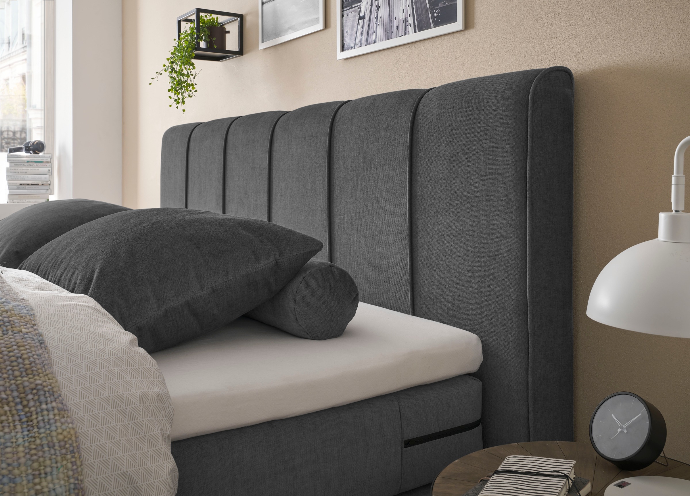 set one by Musterring Boxspringbett »Fairfield«, mit Bettkasten, Kopfteil mit Keder, Breite 160 cm oder 180 cm