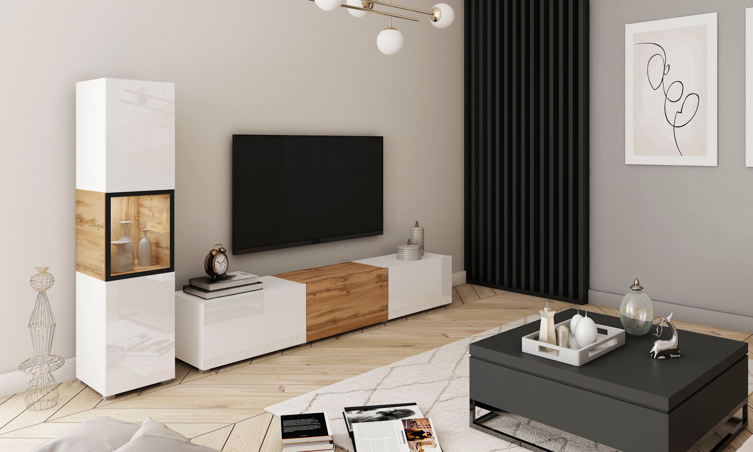 Home affaire Wohnwand "BERLIN I, Vitrine Türschlag links/rechts wechselbar" günstig online kaufen