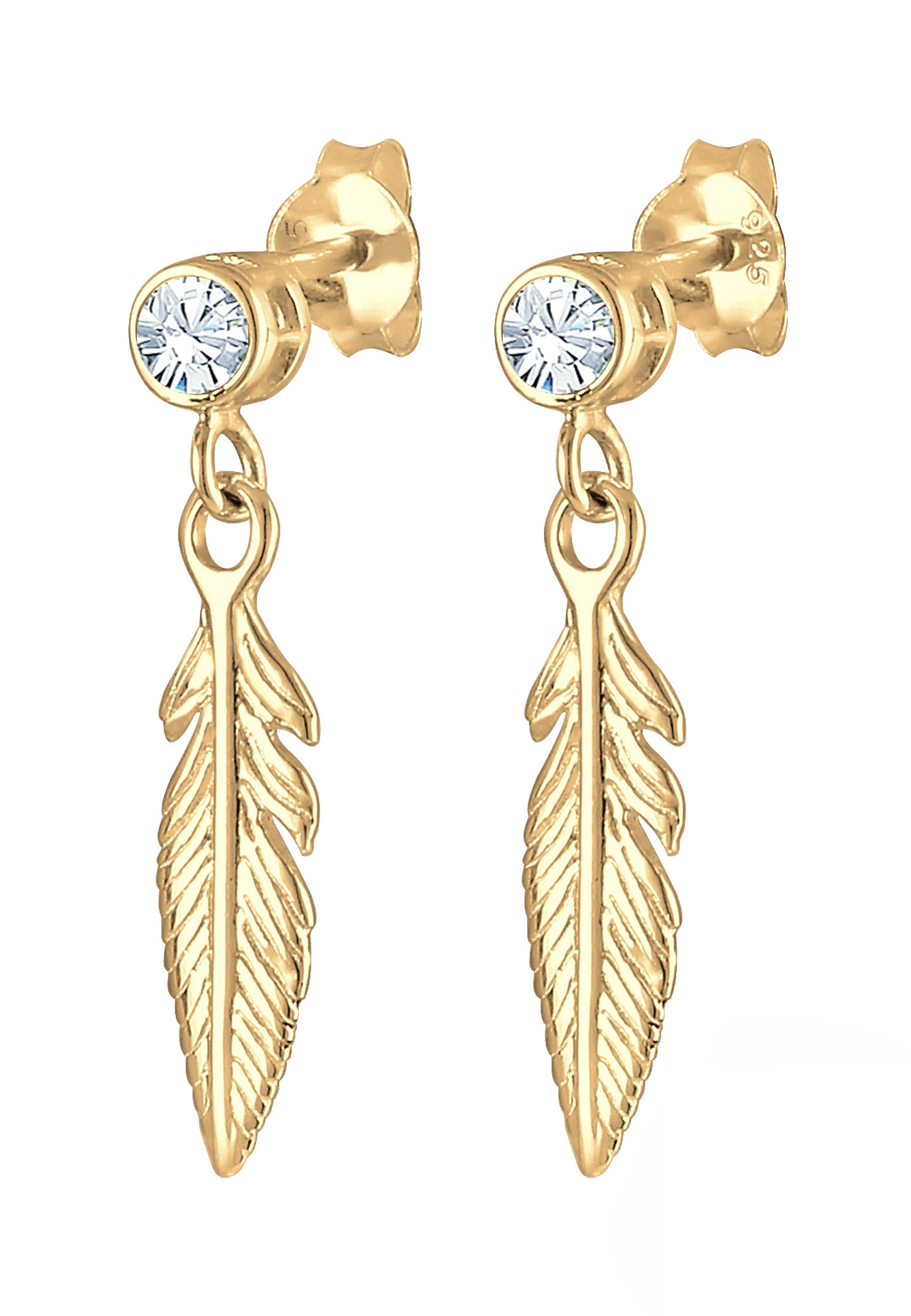 ELLI Feather Earrings 925 Silver Gold 2