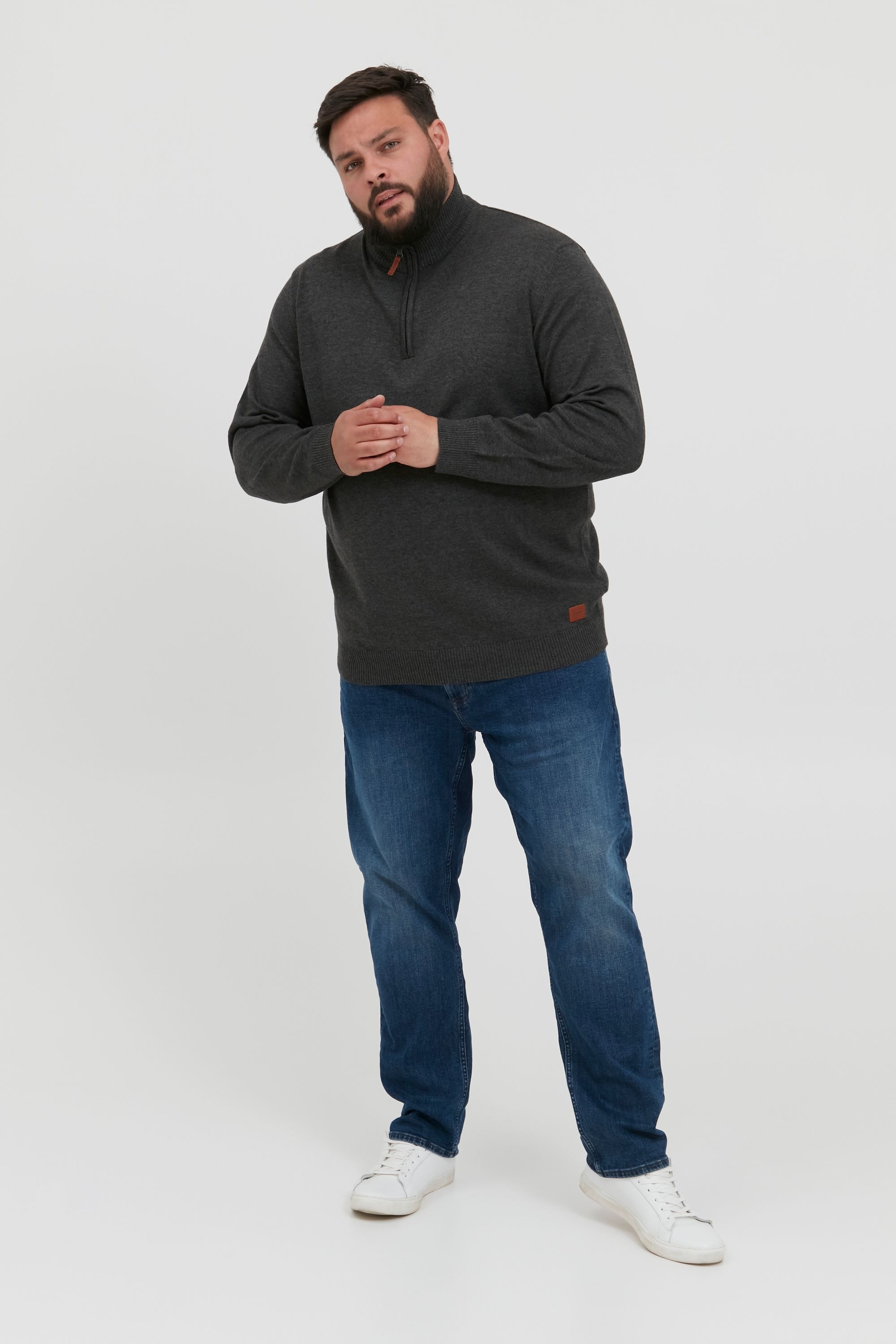 Thumbnail - Blend Strickpullover "BHRobin Big & Tall" Strickpullover mit Leder-Patch