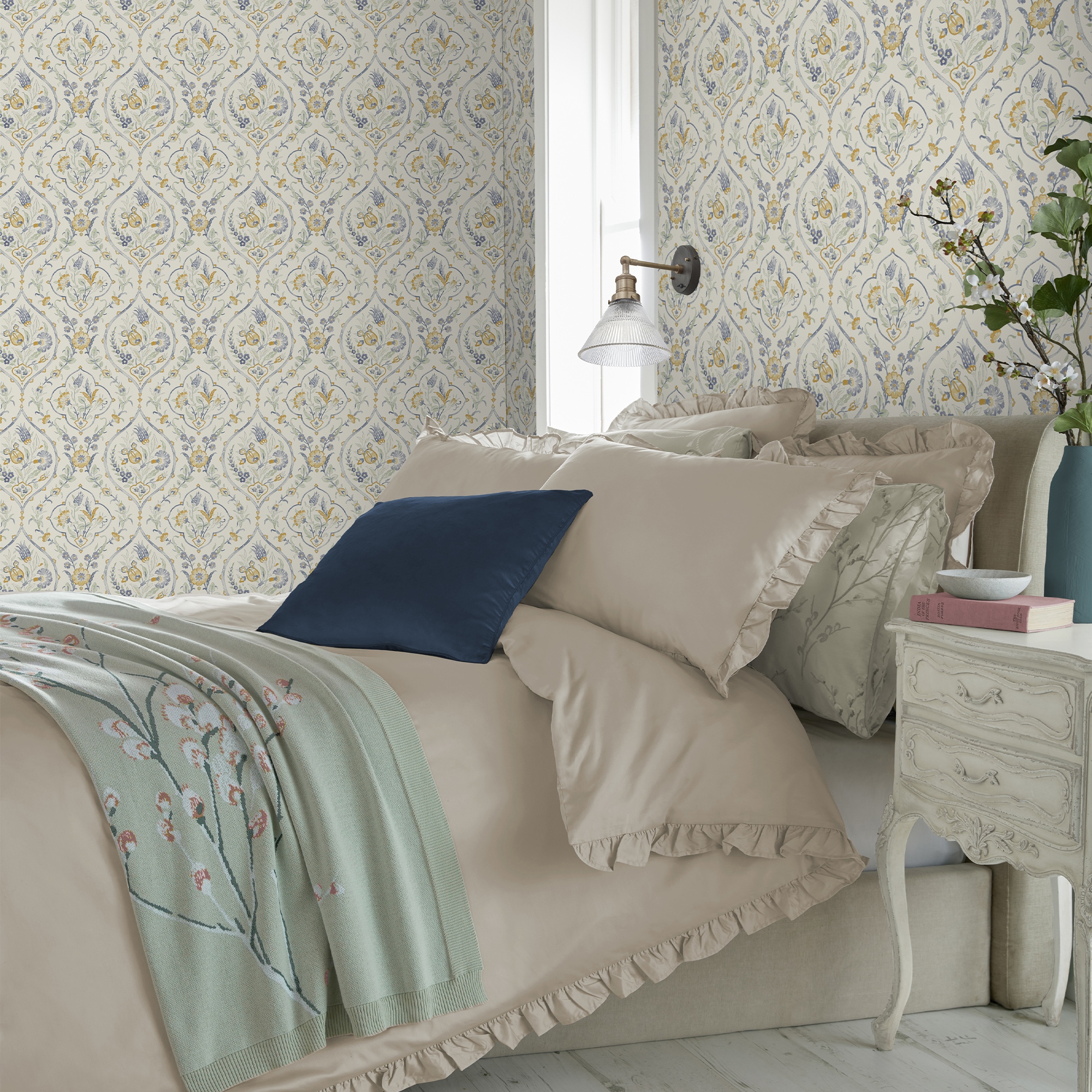 LAURA ASHLEY Vliestapete "Foscot Damask" Barock glatt 10mx52cm (ca. 5m2)