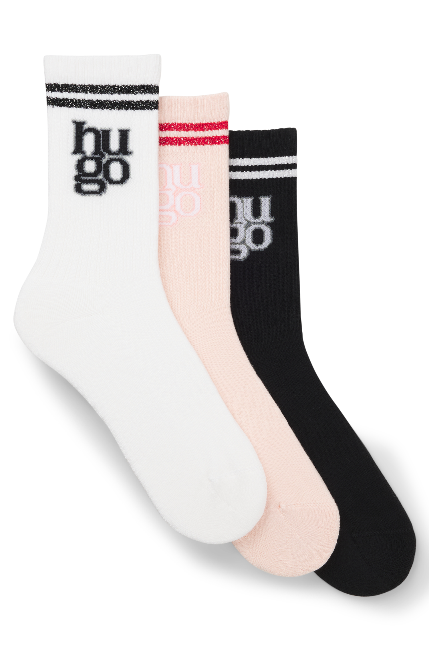 HUGO Underwear Socken Packung, 3 Paar tlg. Logo mit Used-Look, Rippstrick, günstig online kaufen