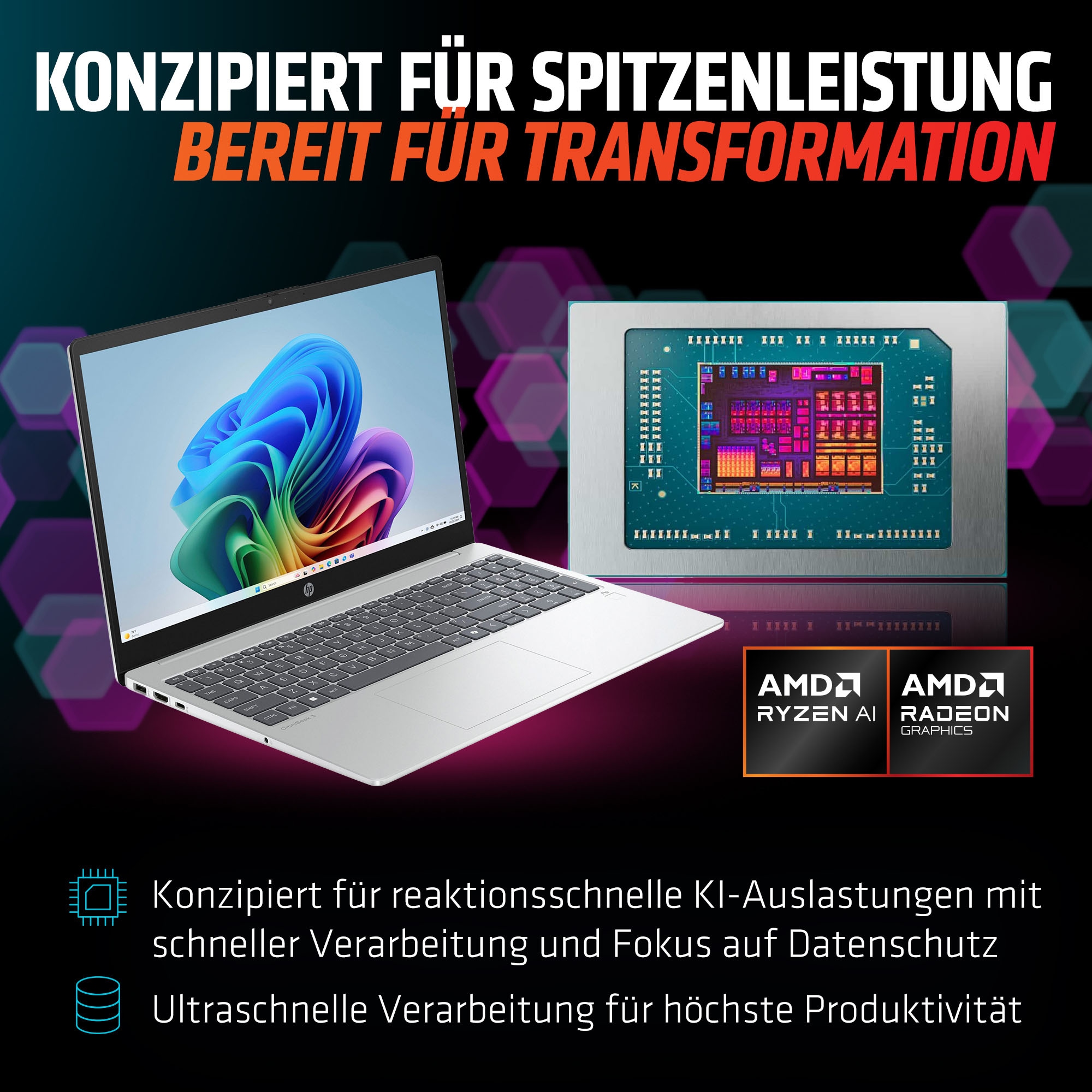 HP Notebook »OmniBook 3 NG AI« 39,62 cm / 15,6 AMD Ryzen™ AI 5 Radeon 820M 512 GB SSD