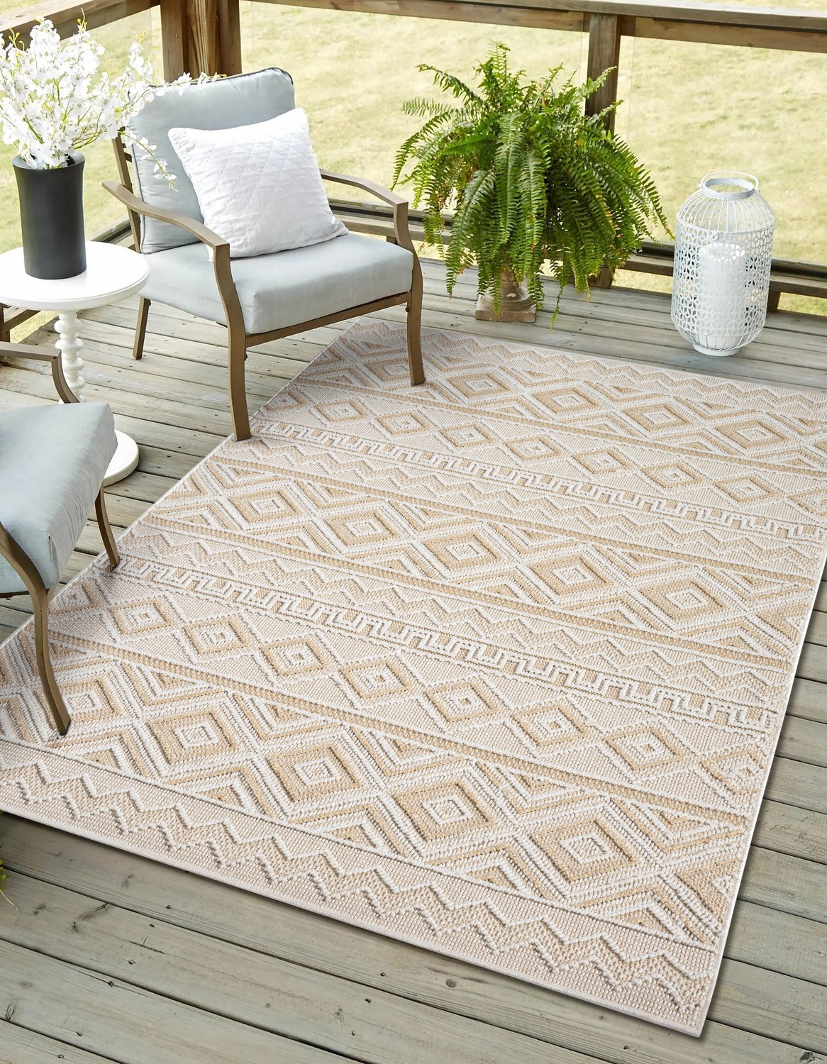 Myflair Möbel & Accessoires Outdoorteppich "Vera, LAGERRÄUMUNG" rechteckig 8 mm Höhe modernes Design, In & Outdoor geeignet, Balkon, Terrasse