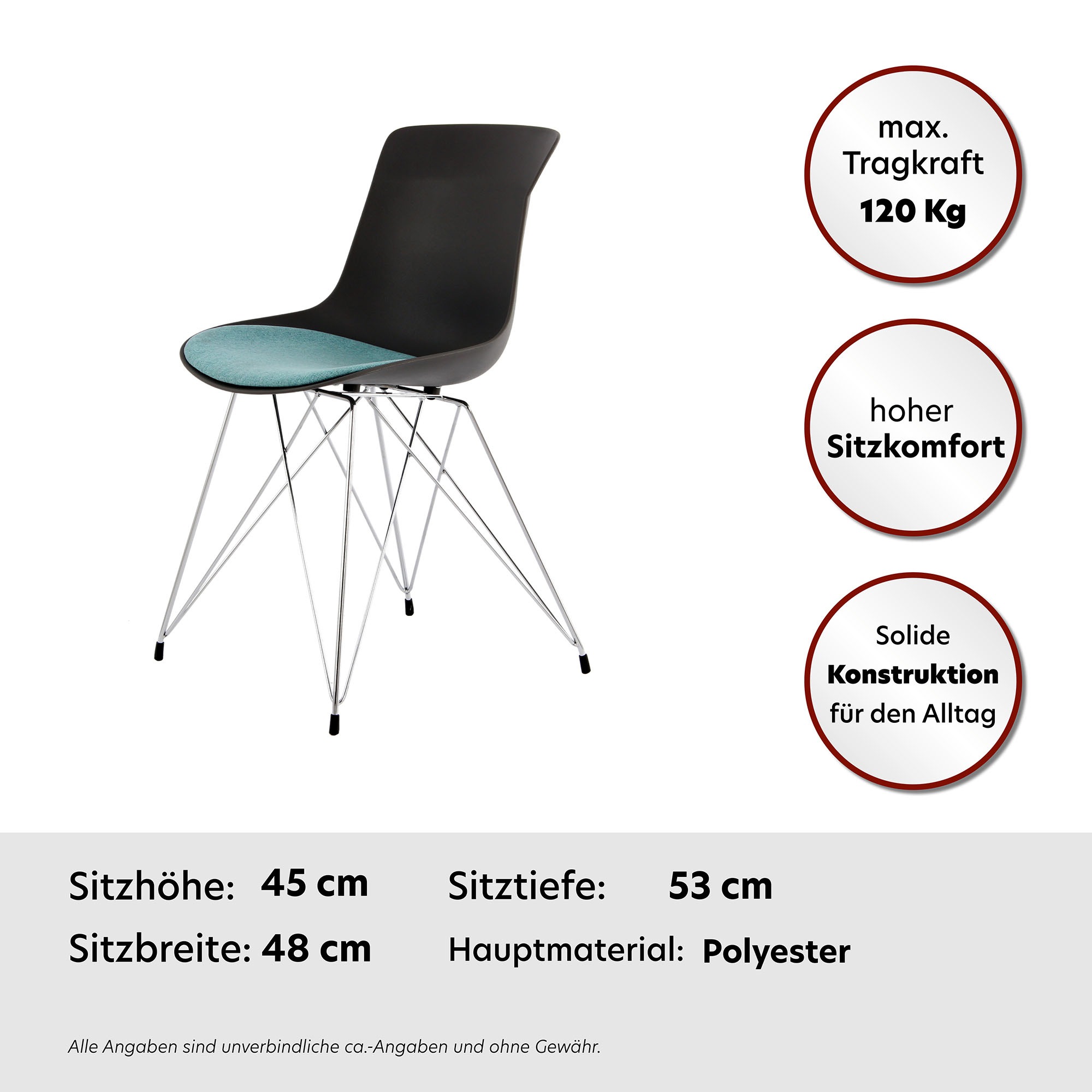 Kayoom Stuhl »Emily 110 2er-Set, zeitloses Design, stilvolle Farbkombination«, (Set), 2 St., Polyester, pflegeleicht, strapazierfähig, für jede Einrichtung geeignet