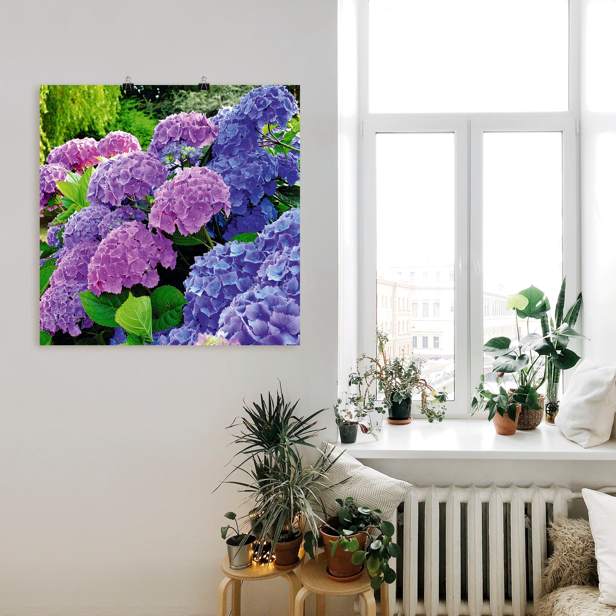 Artland Wandbild »Hortensien im Garten« 1 Stk. tlg. als Alubild, Outdoorbild, Leinwandbild, Poster, Wandaufkleber