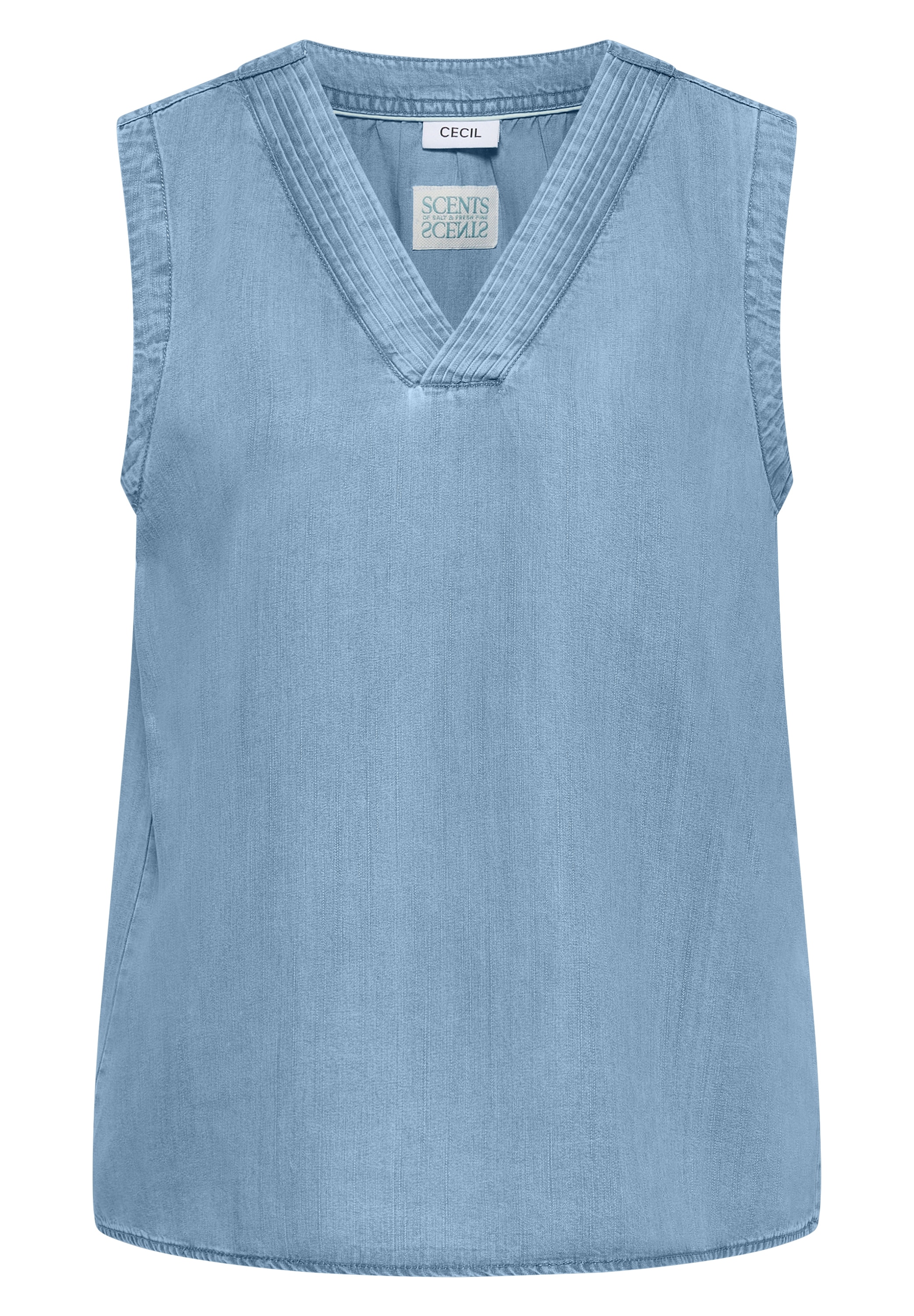 Cecil Blusentop Blusentop - Sommershirt im Denim-Look mit V-Neck
