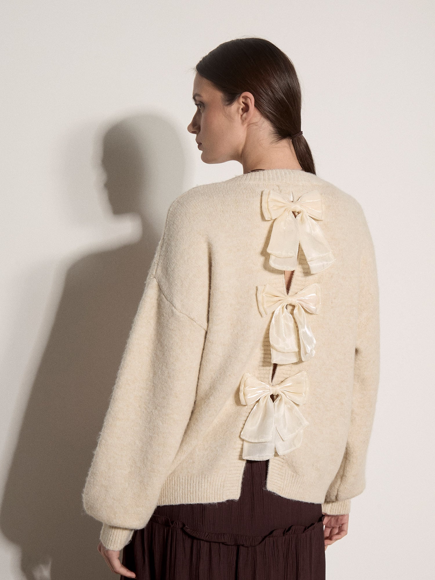 Apricot Rundhalspullover »Weicher Pullover mit Schleife am Rücken« in Oversize
