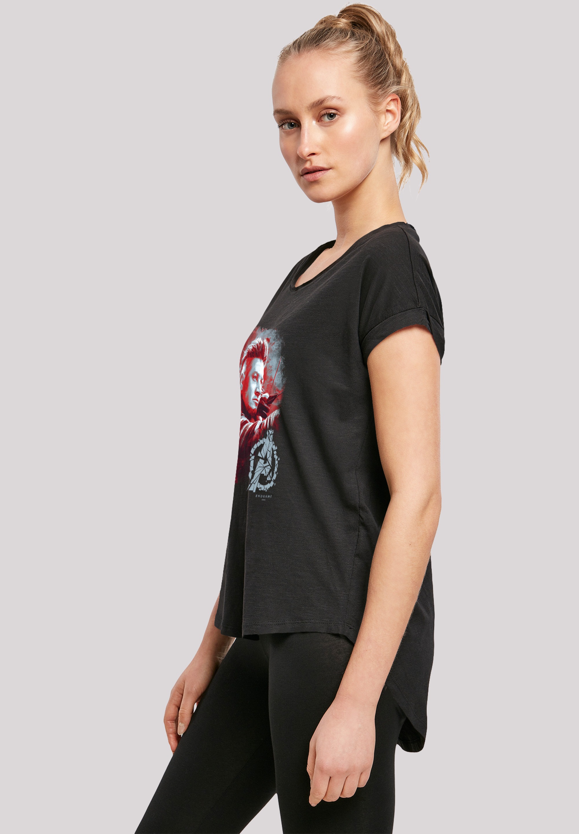 F4NT4STIC T-Shirt »Marvel Avengers Endgame Hawkeye Brushed«, Damen,Premium Merch,Lang,Longshirt,Logo Print