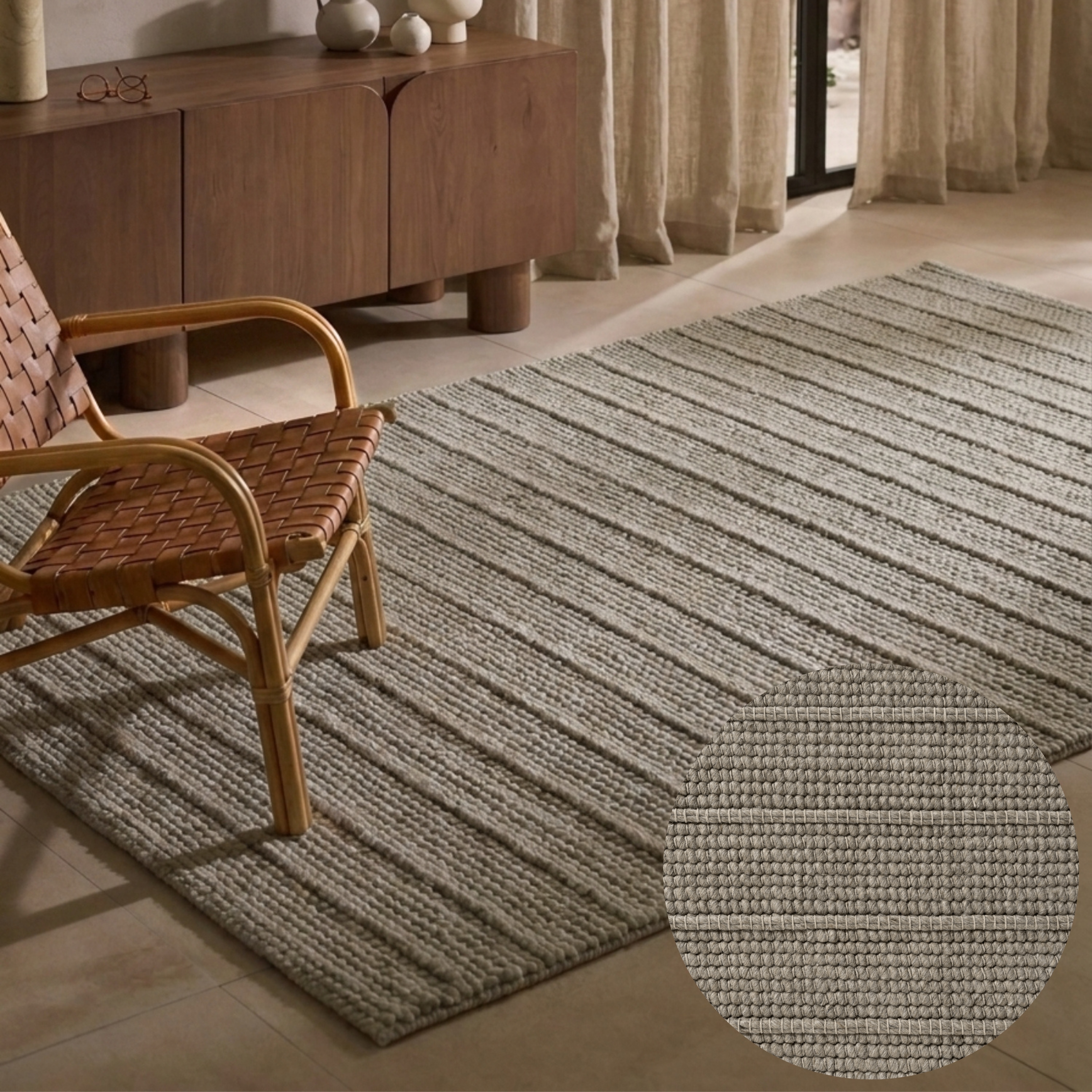 Ted Baker Wollteppich "Parker, auch als Läufer" rechteckig 7 mm Höhe Wolle, Natur, handgewebt, Wohnzimmer, Schlafzimmer, Boho, Skandi