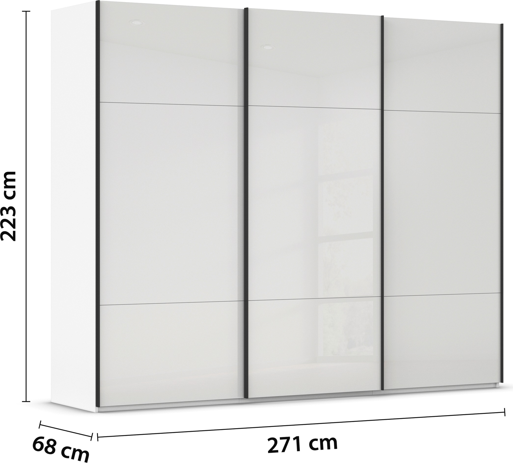 rauch Schwebetürenschrank »Kleiderschrank Schrank Garderobe Schlafzimmerschrank CONTIDO«, (in 3 verschiedenen Ausstattungen BASIC/CLASSIC/PREMIUM), aus hochwertigem Material in 6 Breiten 2 Griff-Farben MADE IN GERMANY