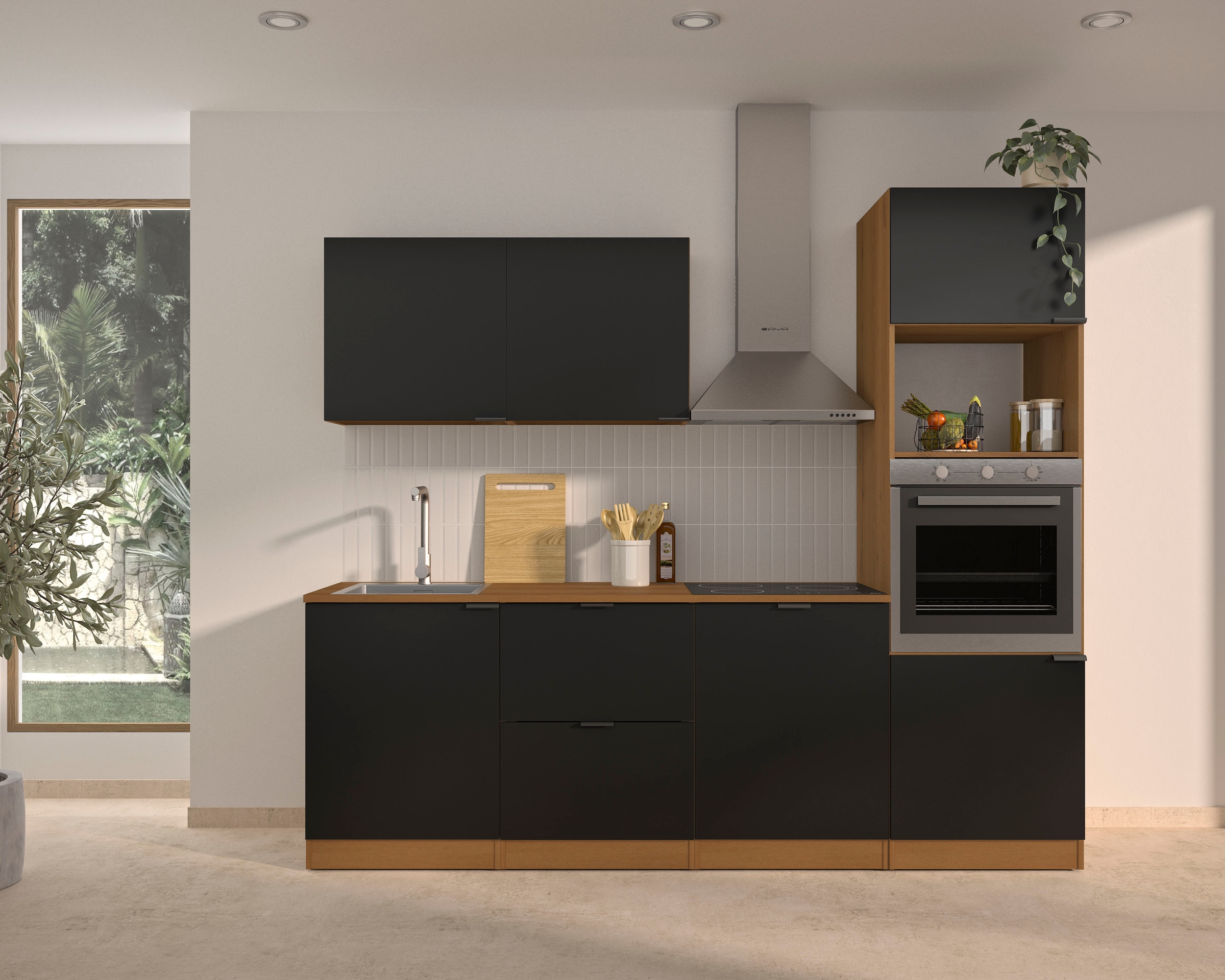 Gami Küchenzeile "240 cm EDEN ohne E-Geräte" mit melaminbeschichteter Oberf günstig online kaufen