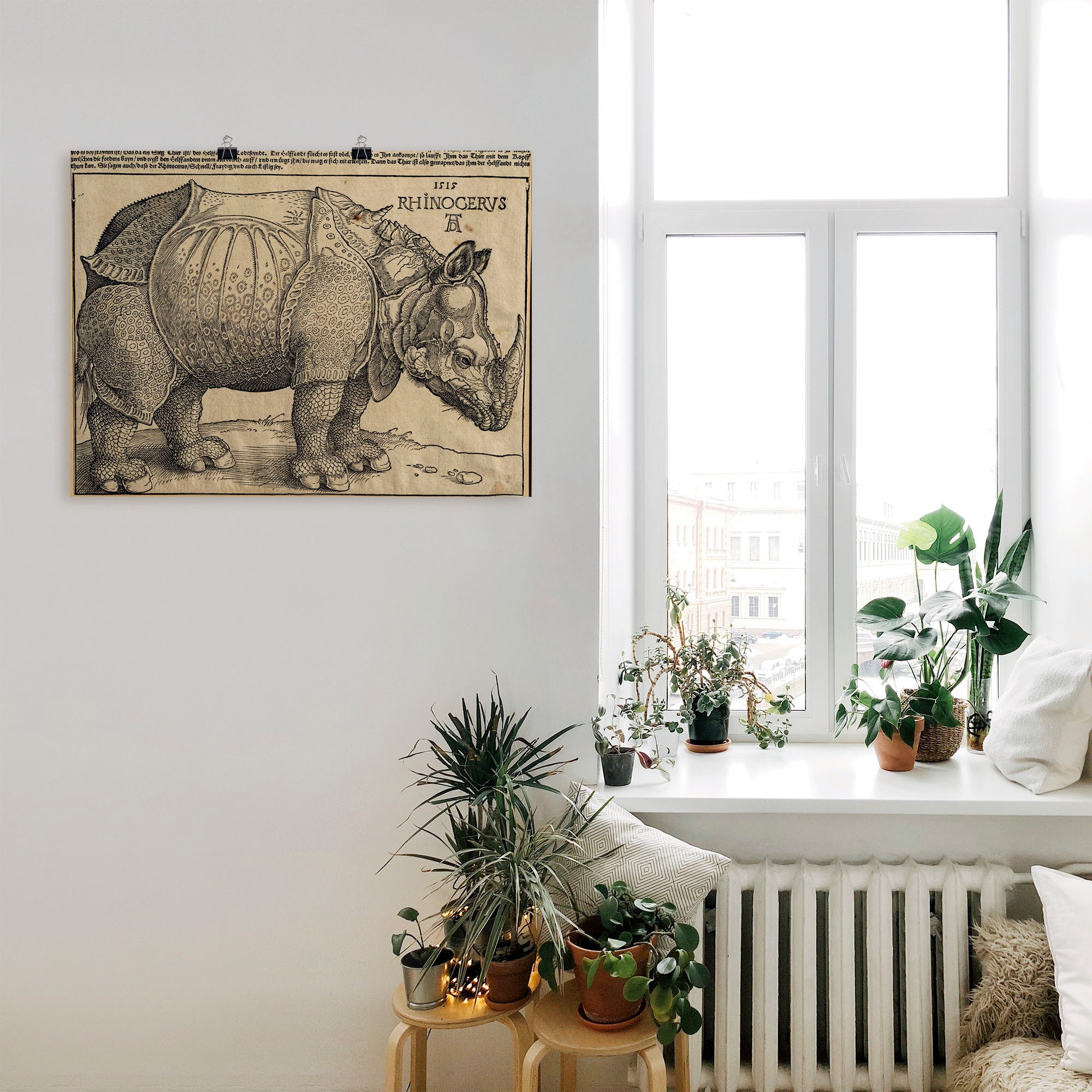 Artland Kunstdruck »Nashorn. 1515. Für König Emanuel.«, Wildtiere, (1 St.), als Leinwandbild, Wandaufkleber oder Poster in versch. Größen