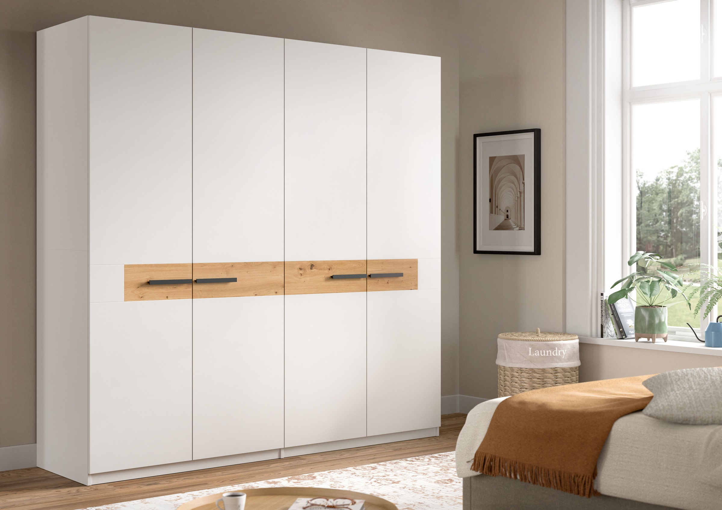 Home affaire Kleiderschrank "NIEL" BxH: 200x200 cm, 2 Kleiderstangen, 4 Ein günstig online kaufen