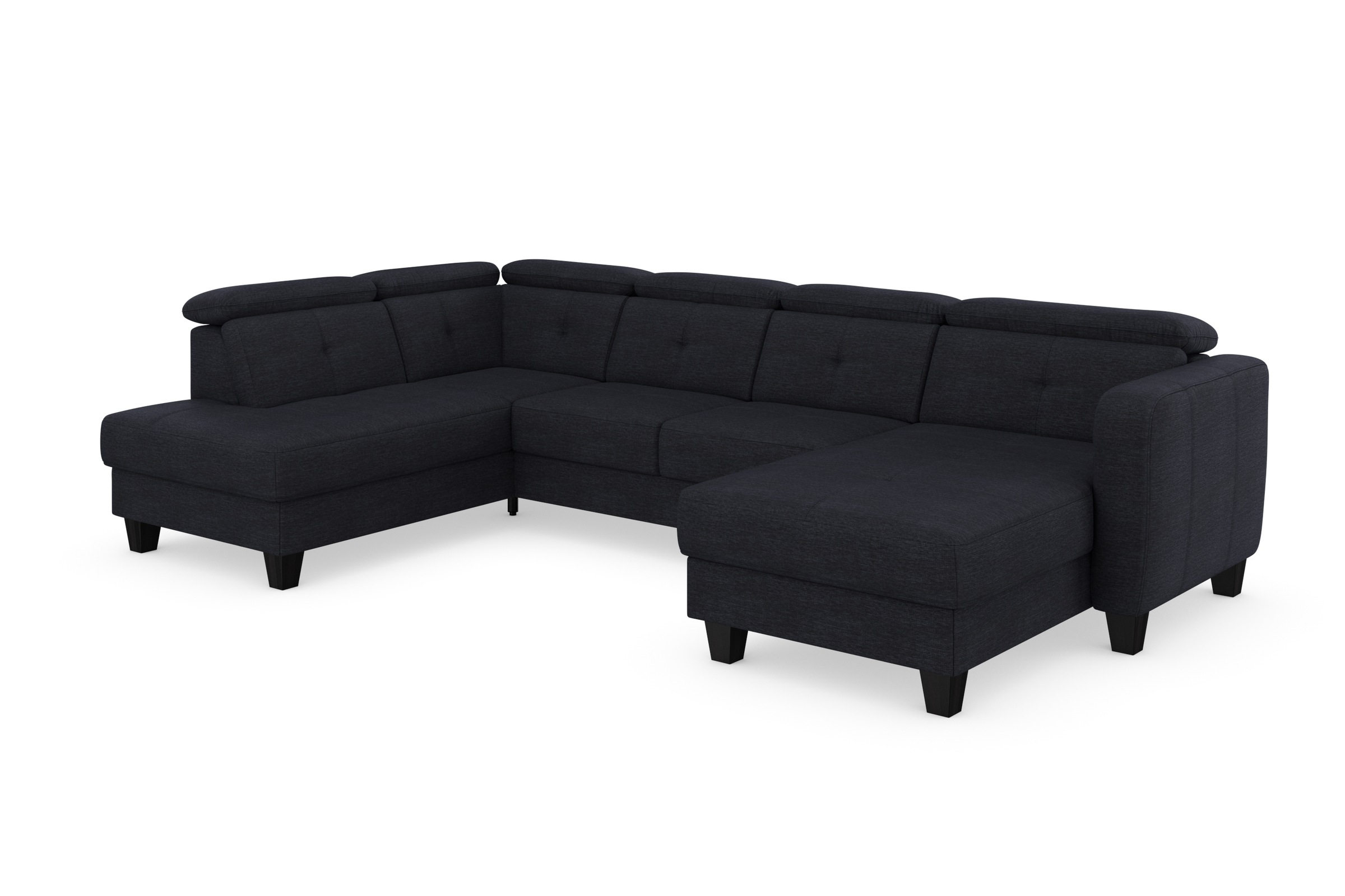 Wohnlandschaft SIT & MORE "Belluci U-Form", blau (tiefblau), B:321cm H:85cm T:195cm, Sofas, Wohnlandschaft, Kopfteilverstellung und Federkern, wahlweise mit Bettfunktion 5