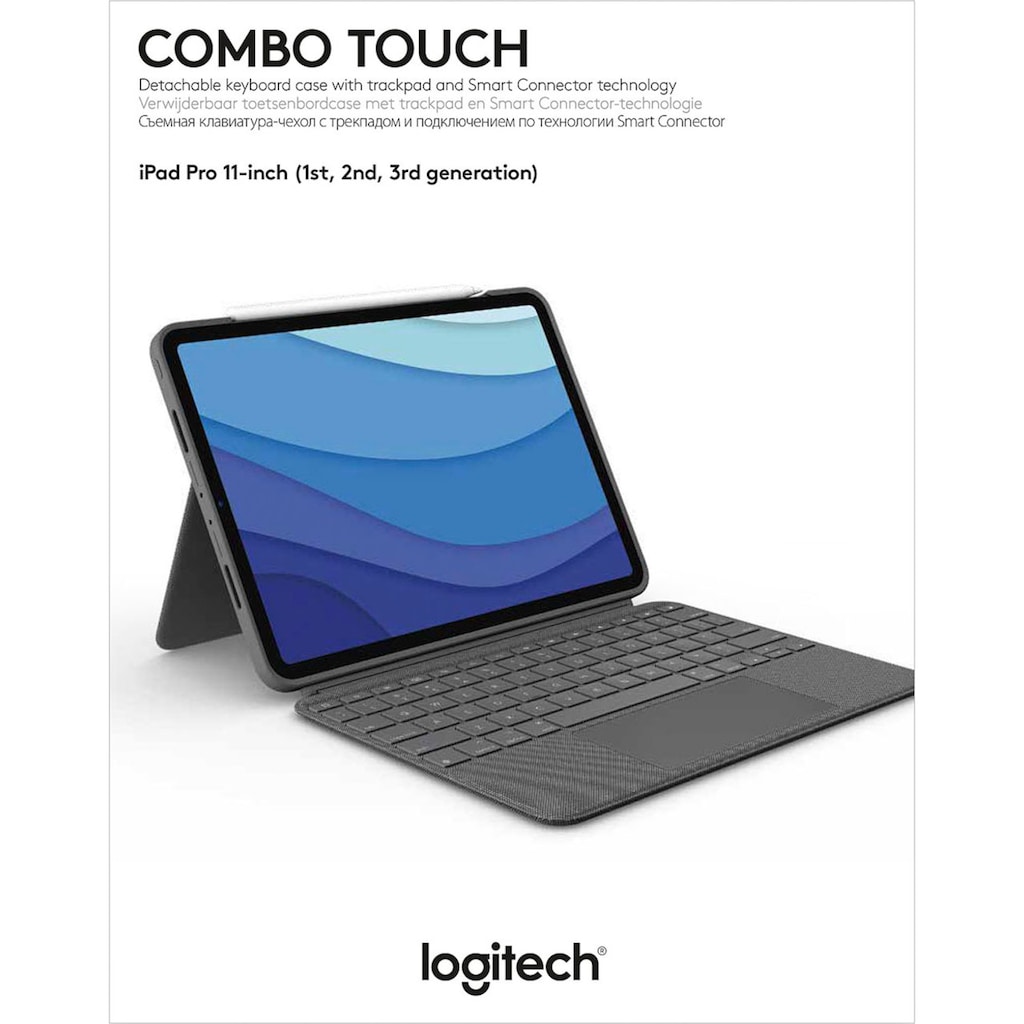 Logitech iPad-Tastatur »Combo Touch iPad Pro 11 Zoll«, (ausklappbare Füße-Multimedia-Tasten)