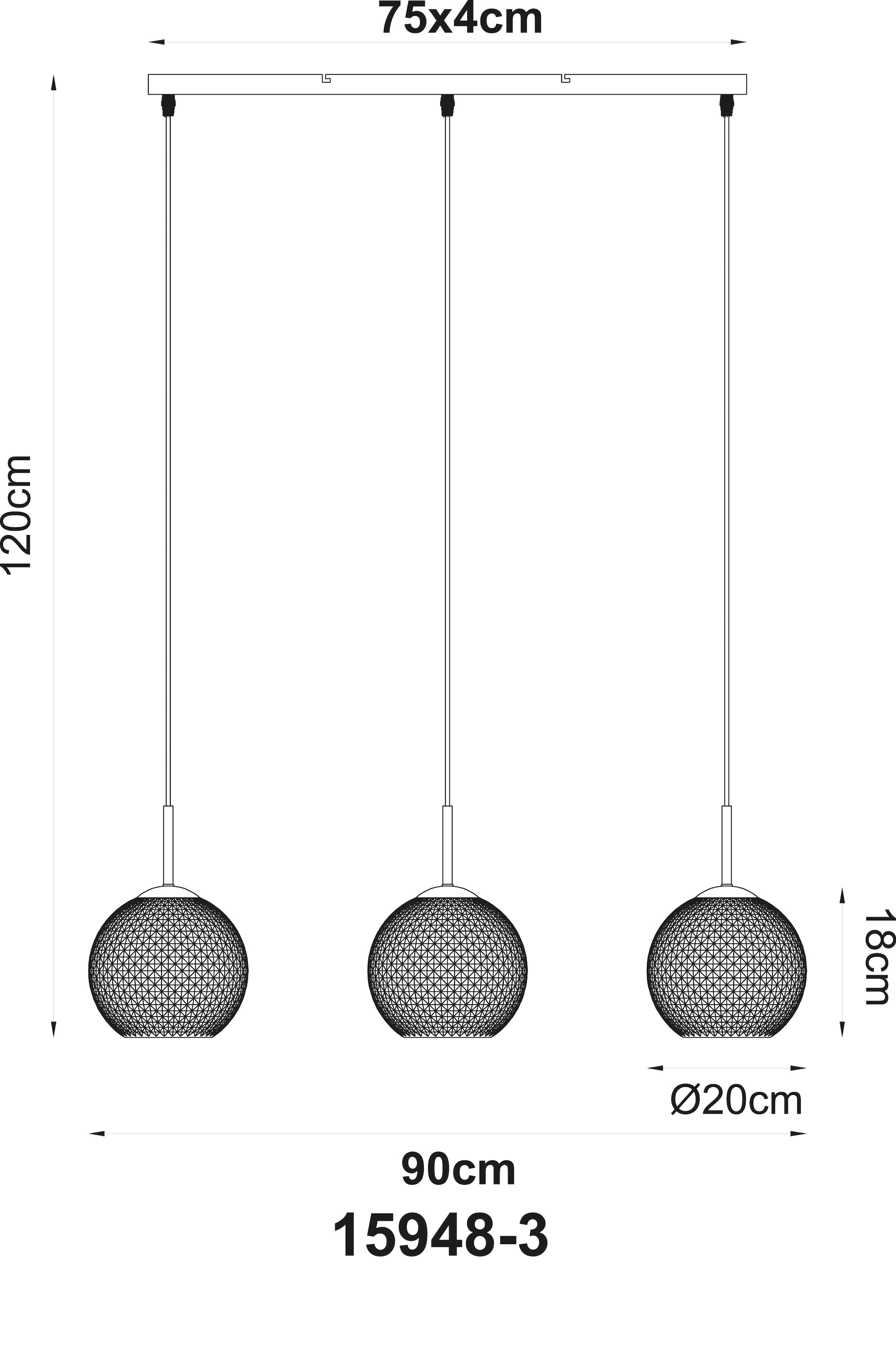 GLOBO LIGHTING Hängeleuchte »ANDRE« E27 1 Stk. Hängeleuchte mit Glaskugeln, elegant, höhenkürzbar & modern